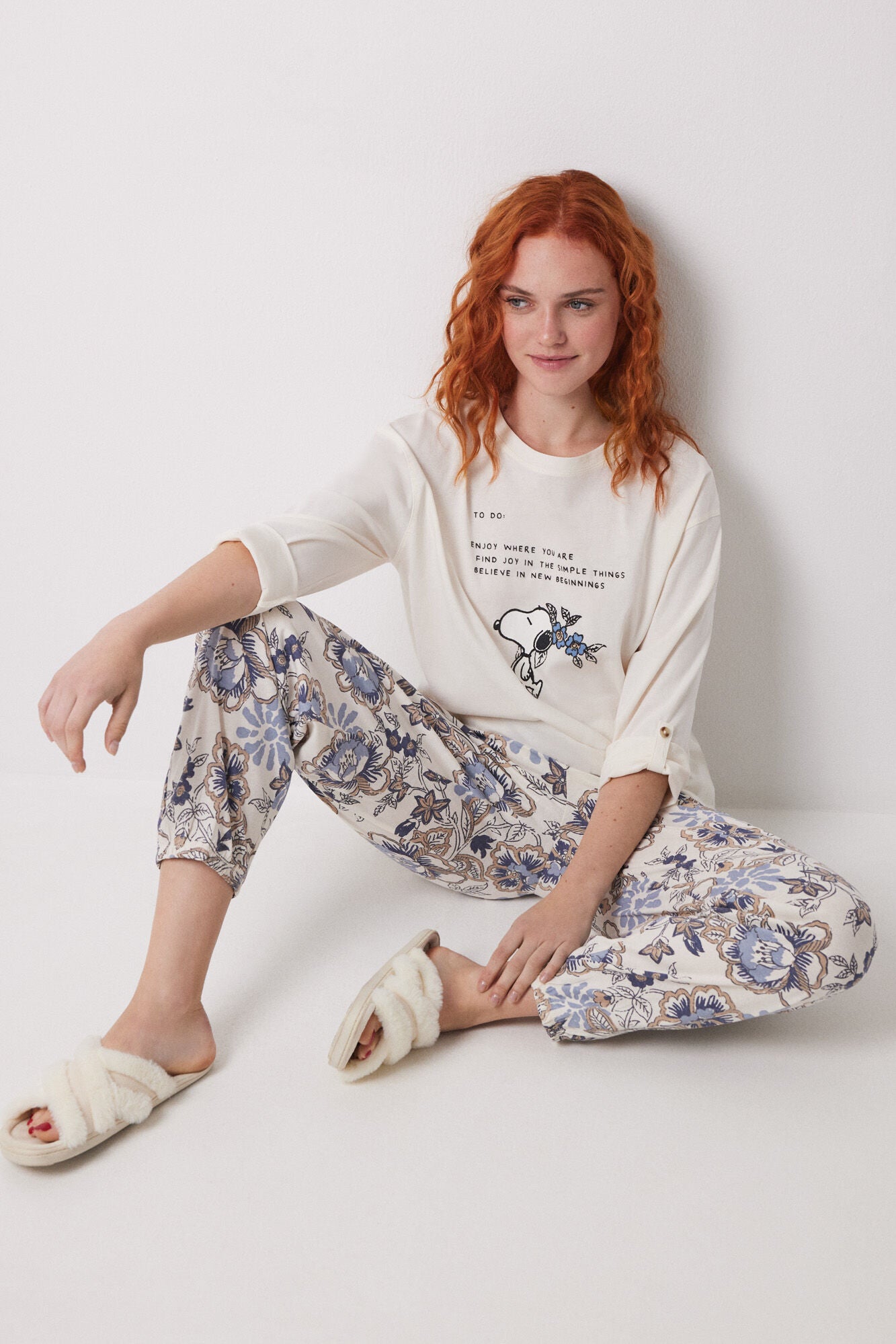 Long carrot trouser 100% cotton flowers