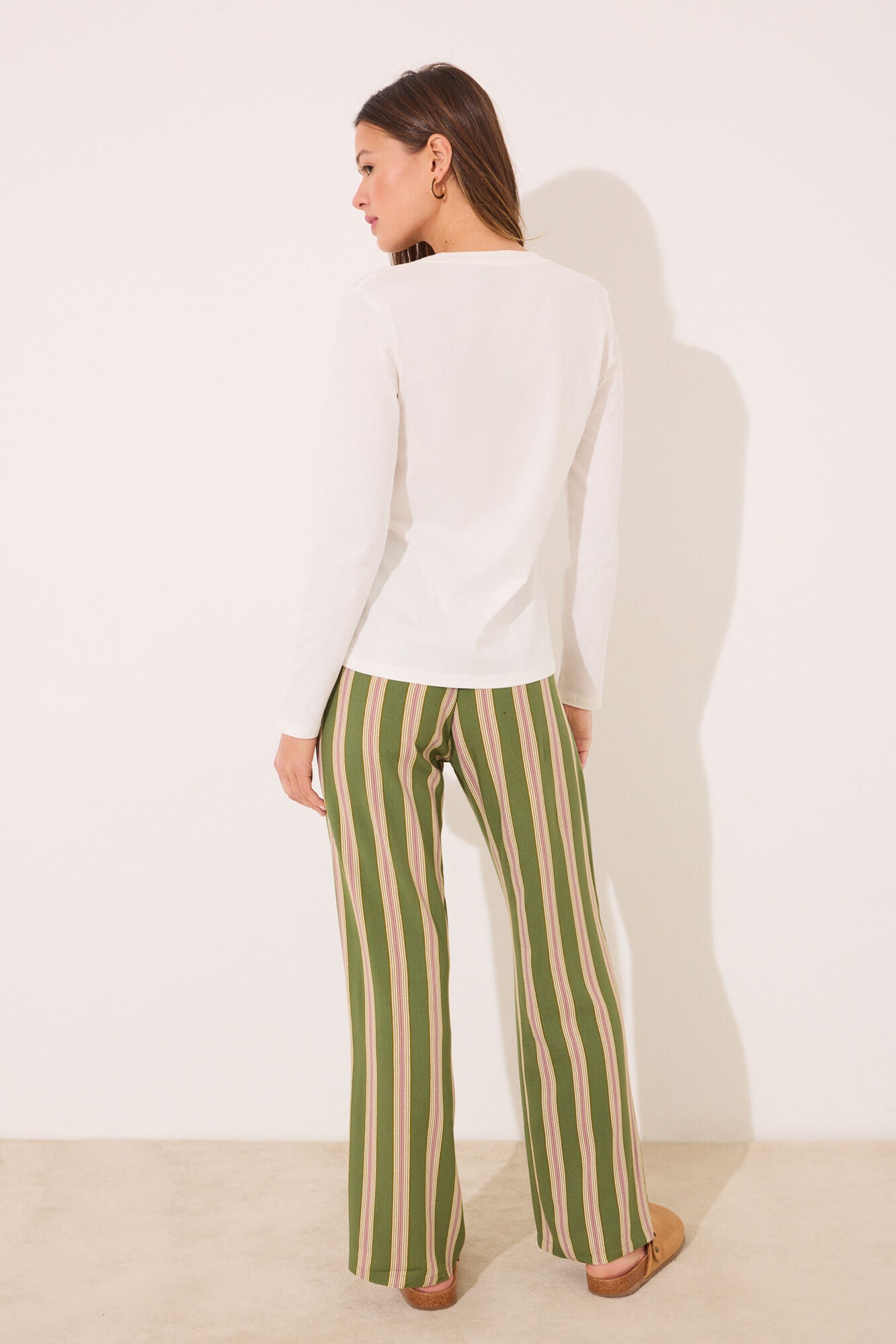 Striped viscose lounge long trouser