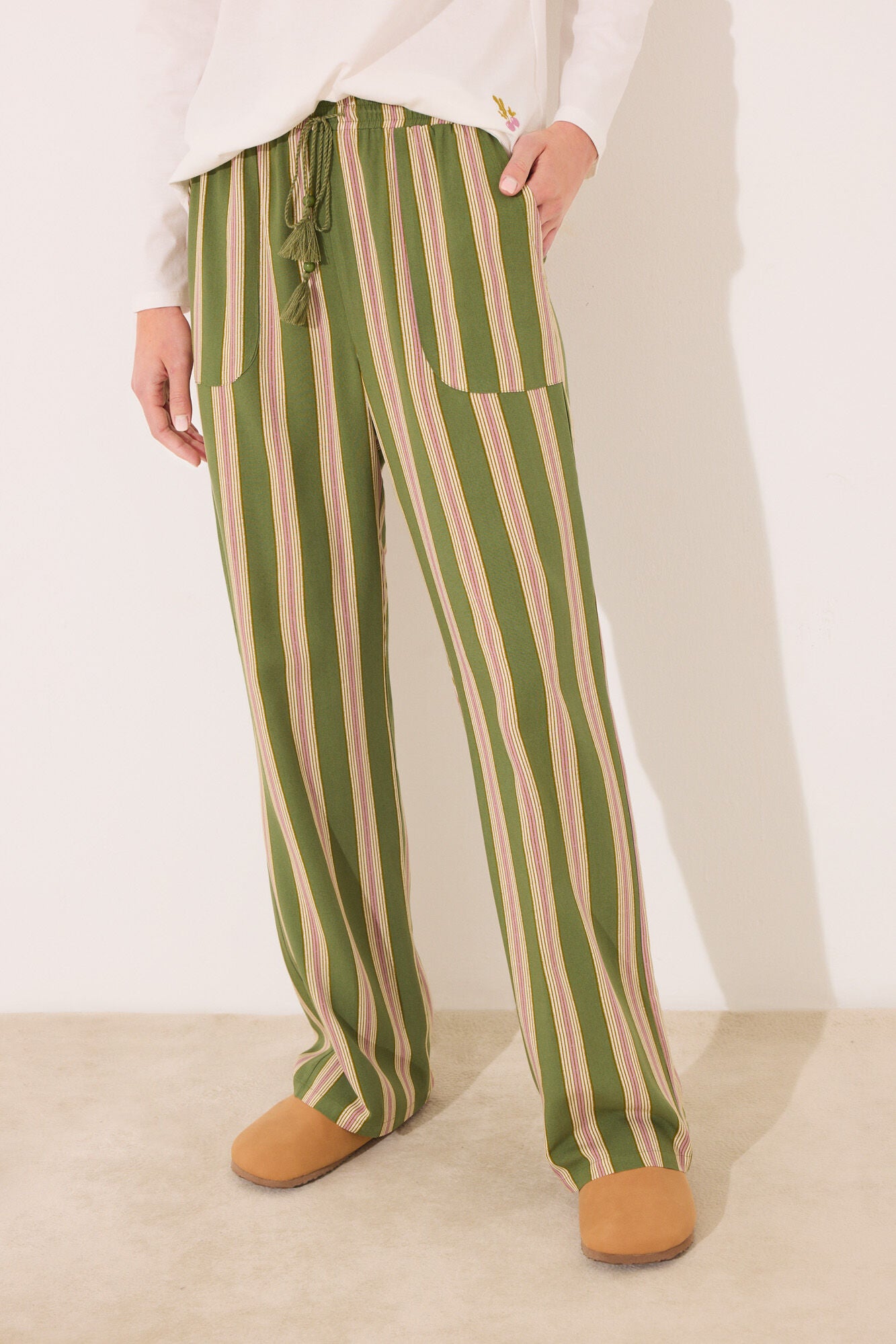 Striped viscose lounge long trouser