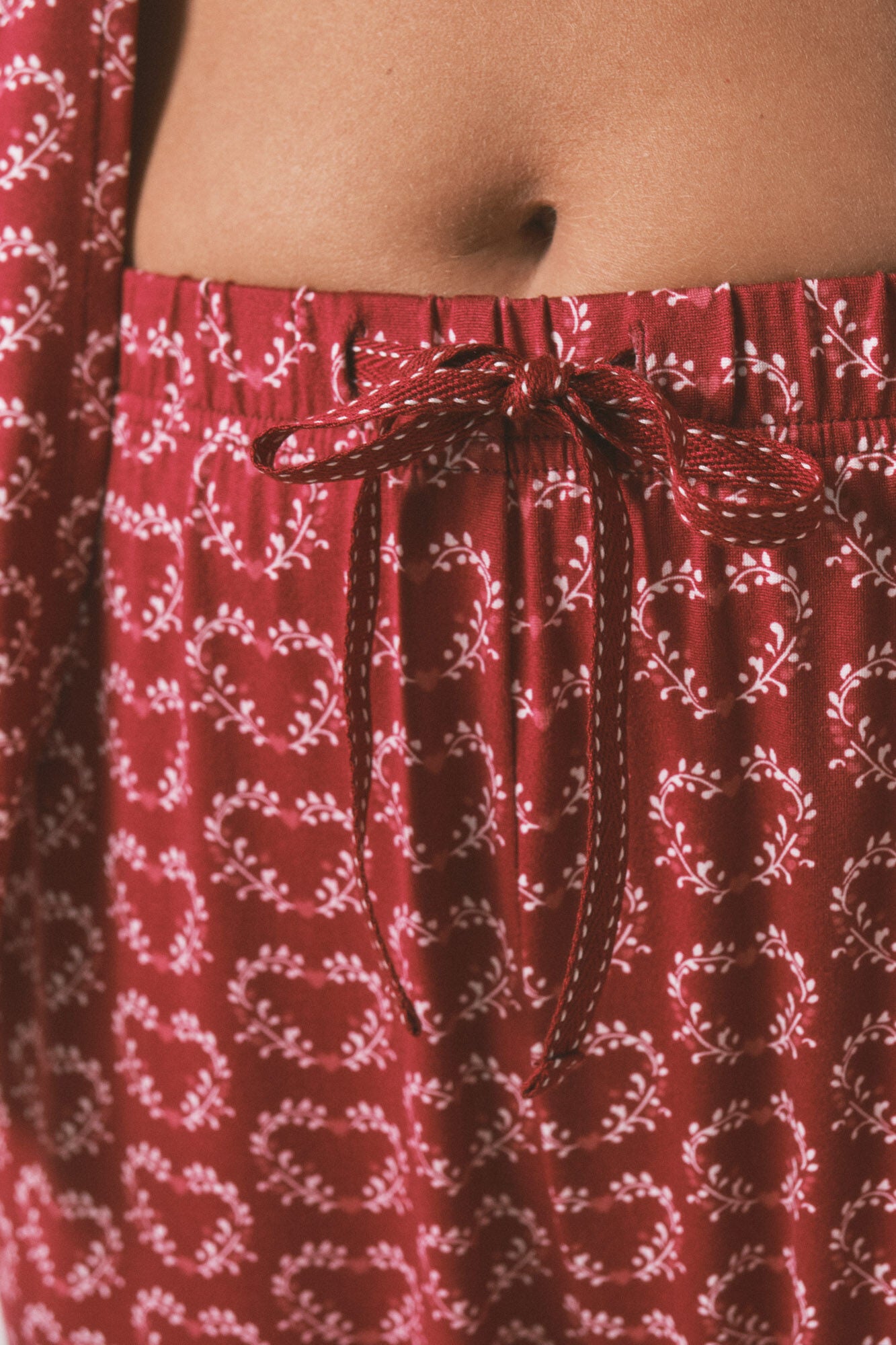 Long red heart print classic pyjamas
