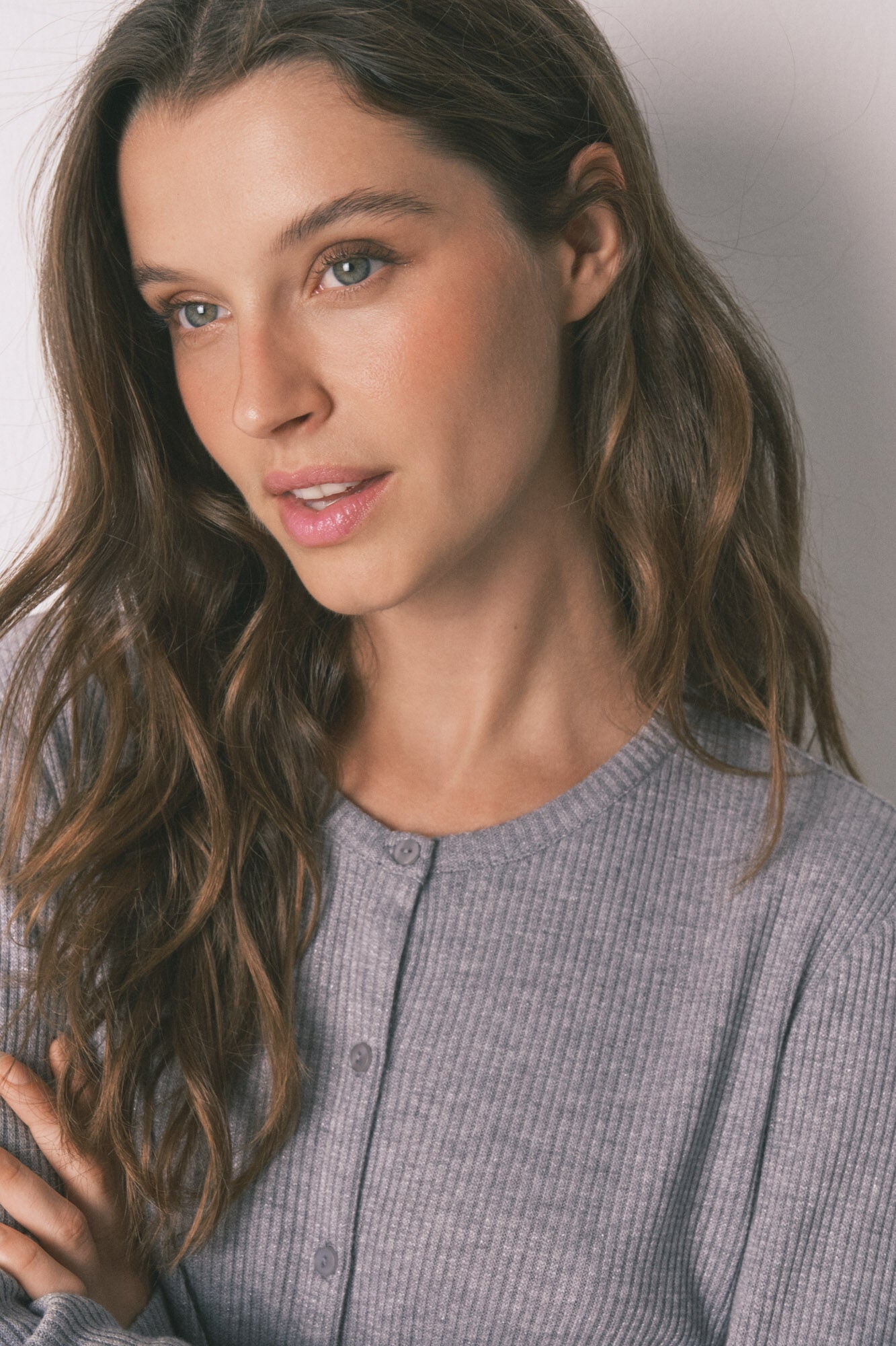 Long pyjamas rib in shiny grey