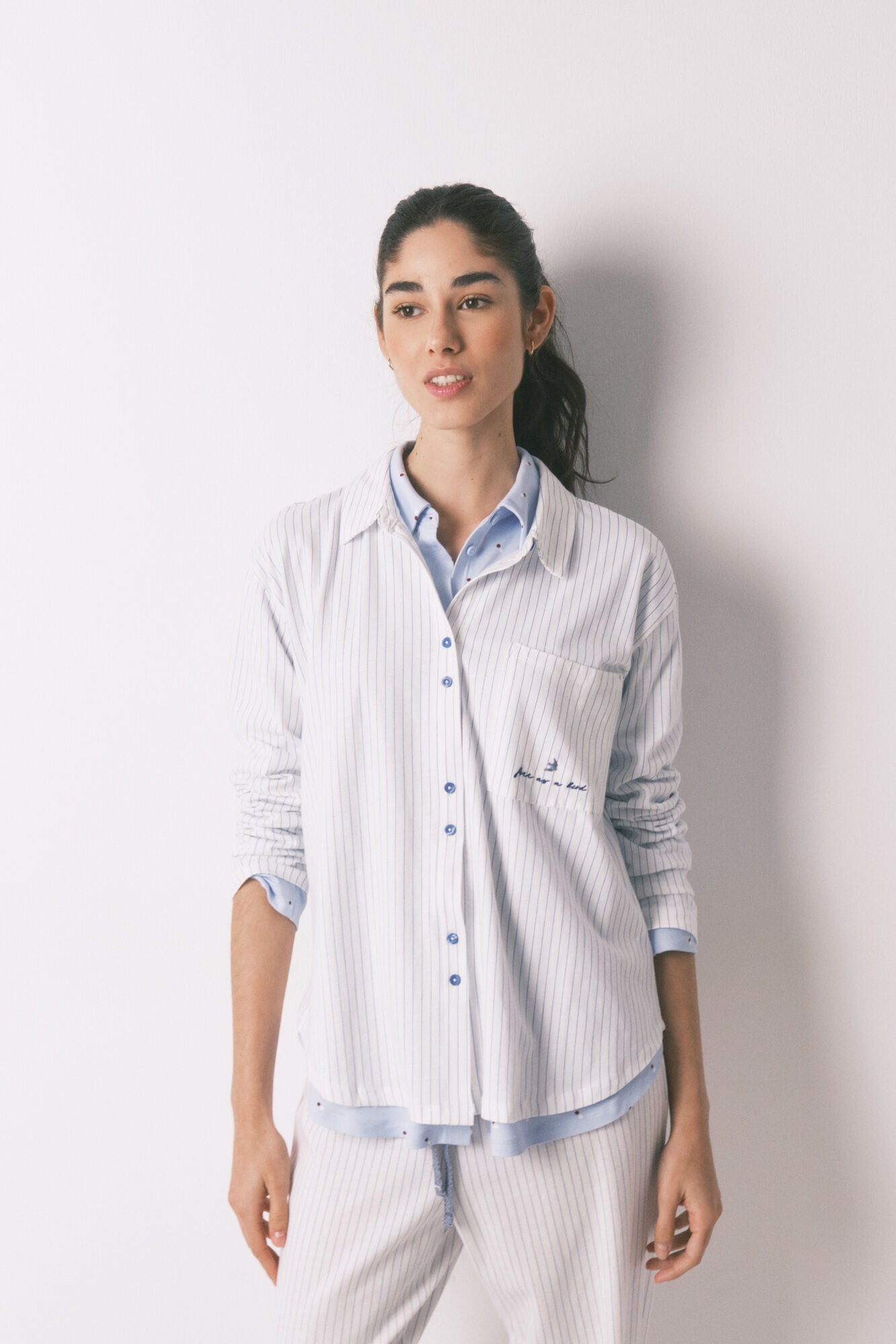 White 100% cotton classic long striped pyjamas