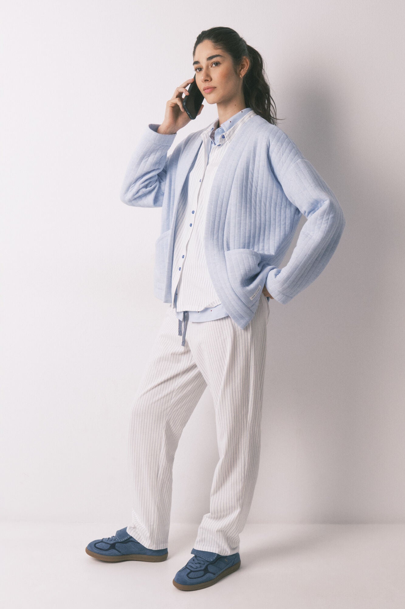 White 100% cotton classic long striped pyjamas