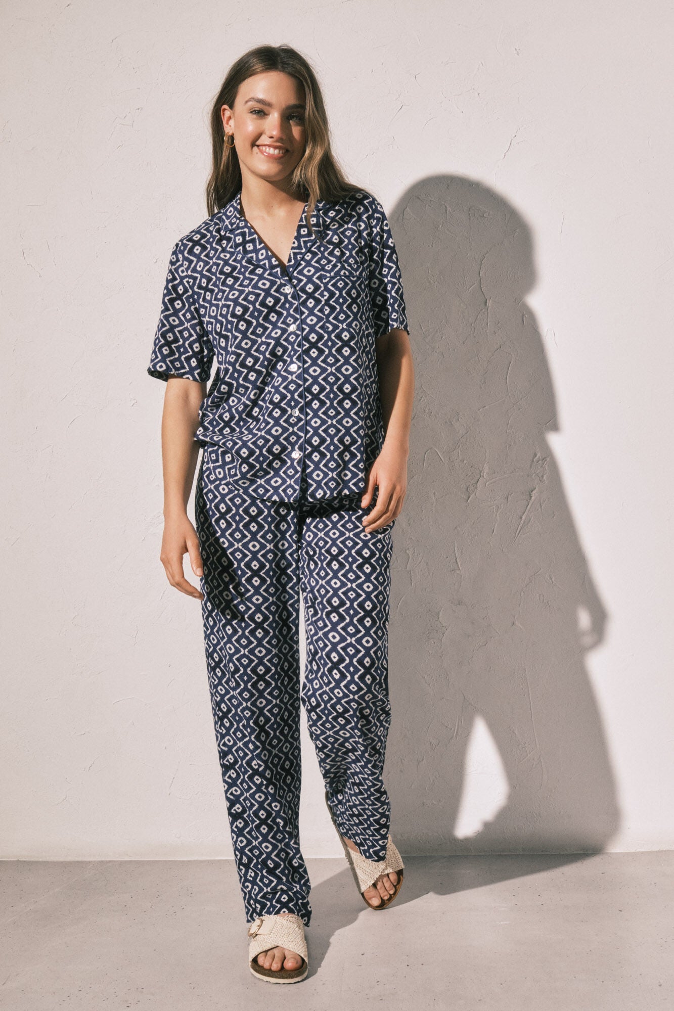 Blue printed classic pyjamas