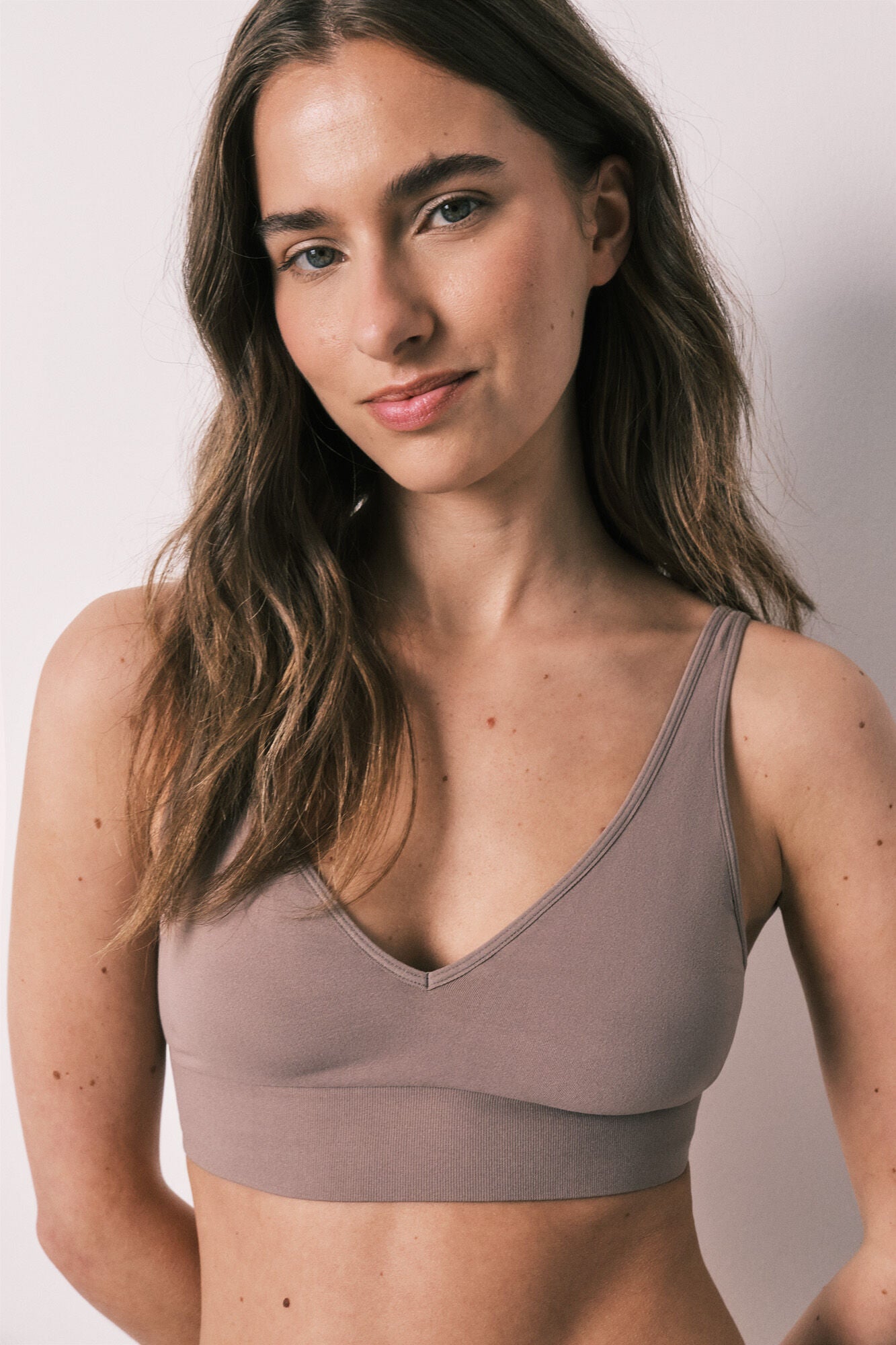 Brown seamless triangle top