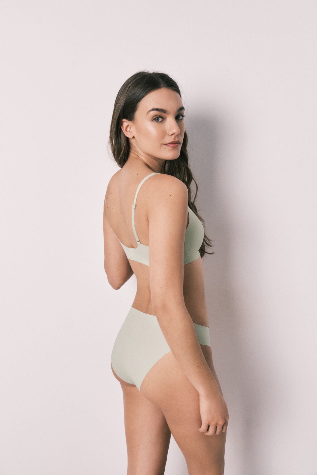 Green clean cut plain halter top