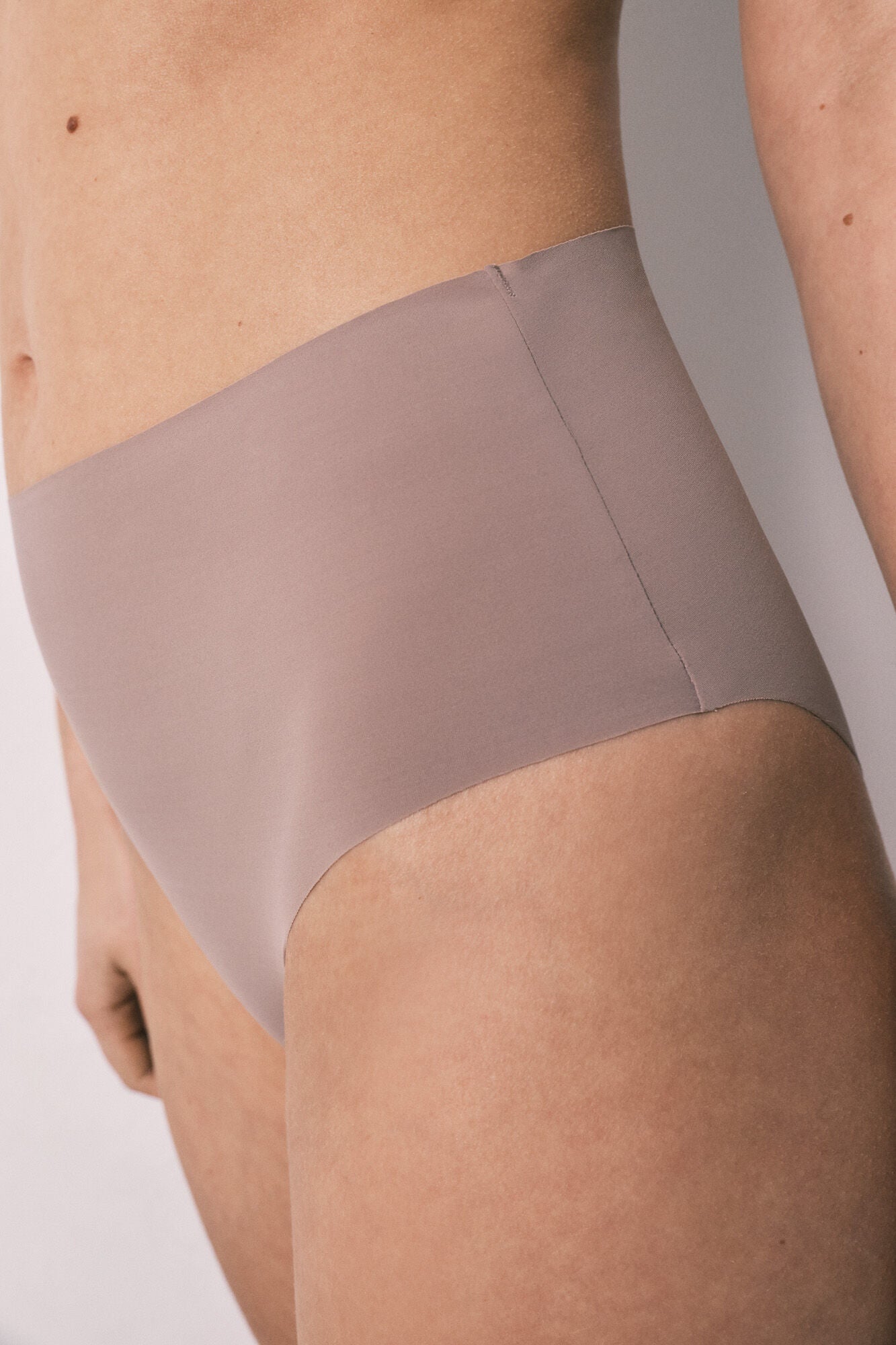 Brown microfibre clean cut high-waisted panty