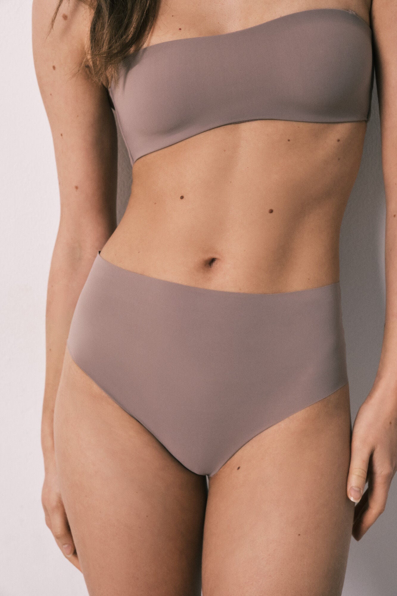 Brown microfibre clean cut high-waisted panty