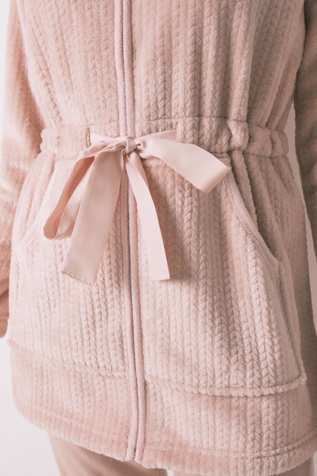 Pink midi fleece robe