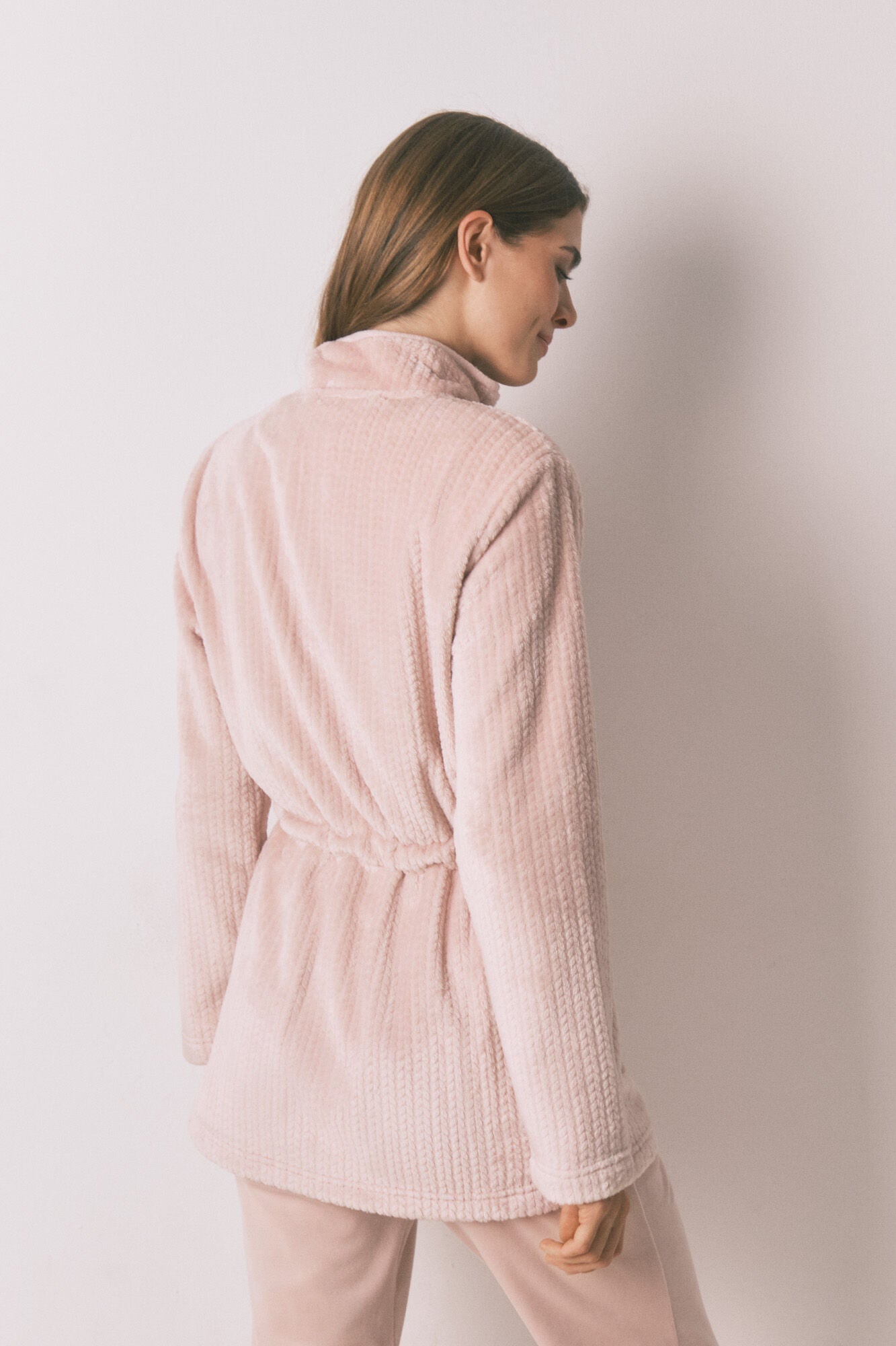 Pink midi fleece robe