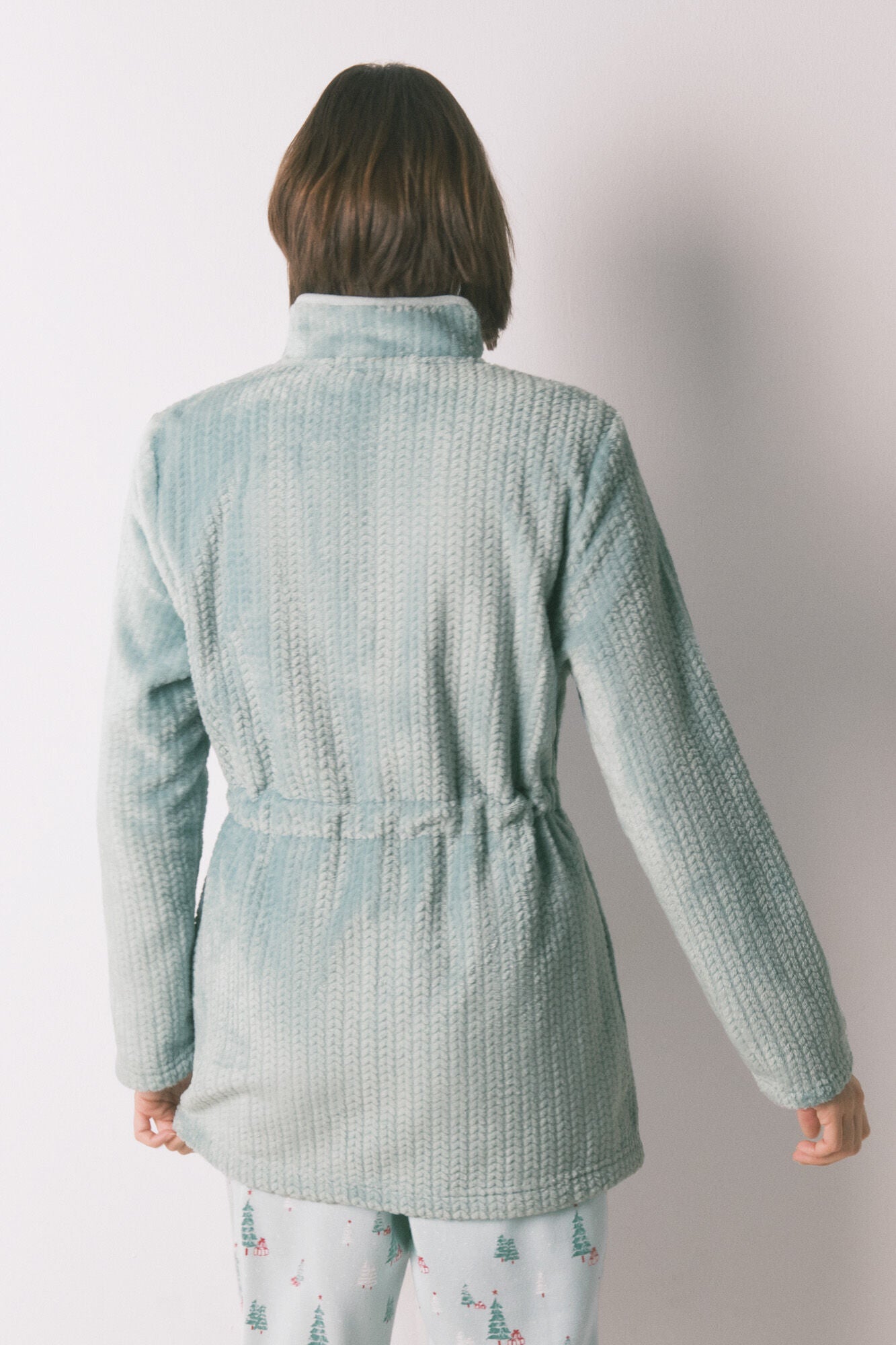 Green midi fleece robe