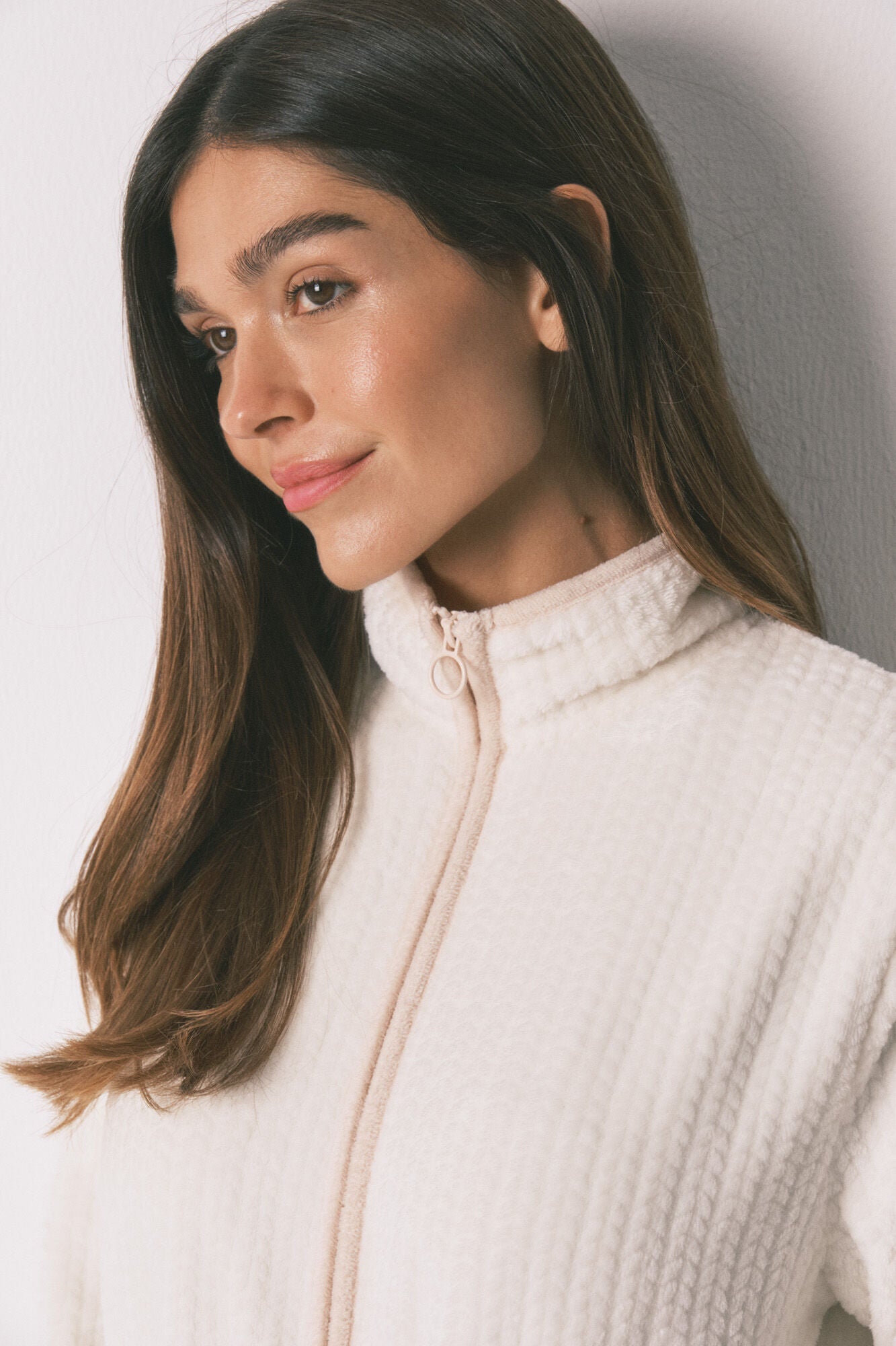 White midi fleece robe