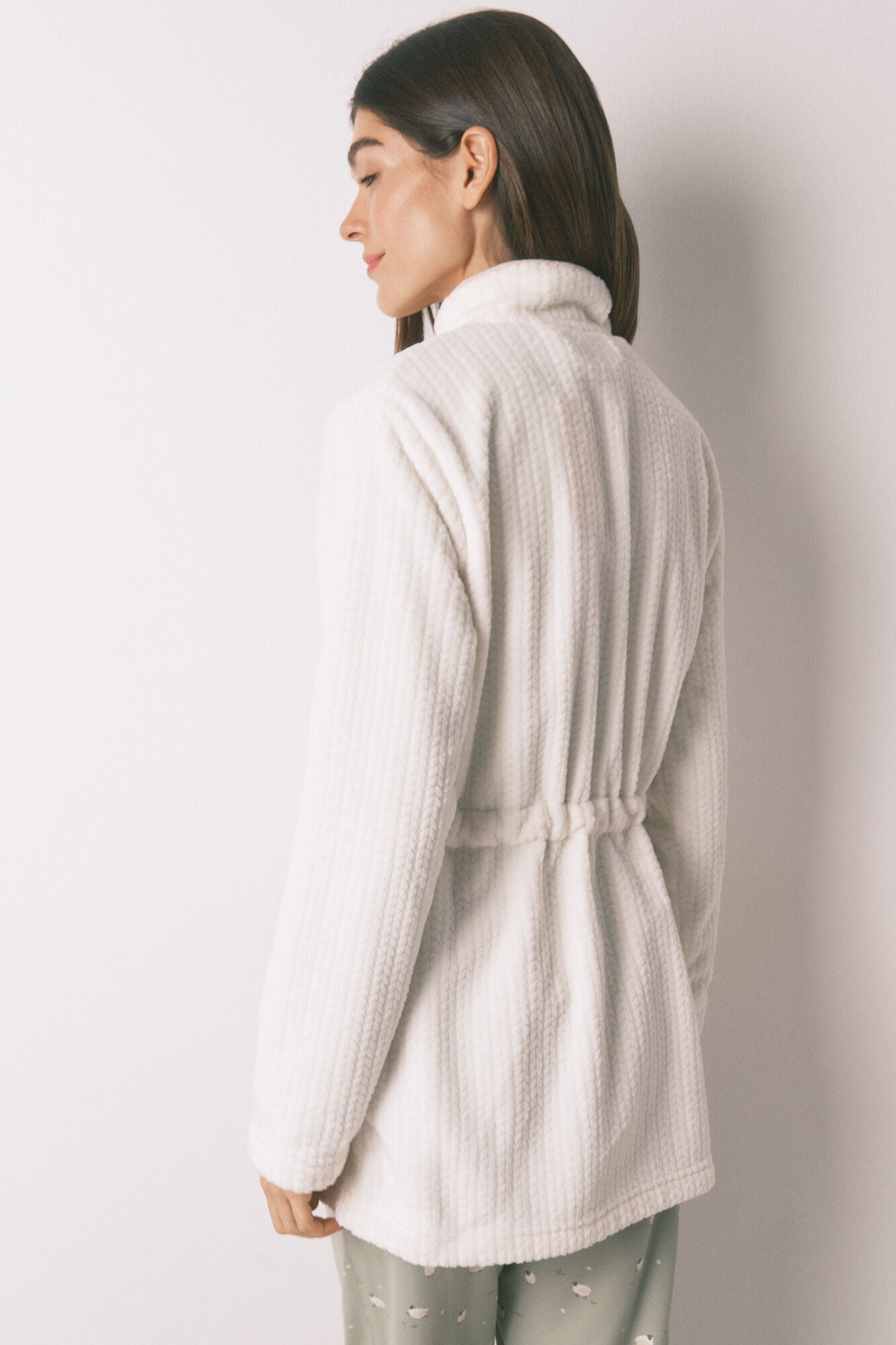 White midi fleece robe