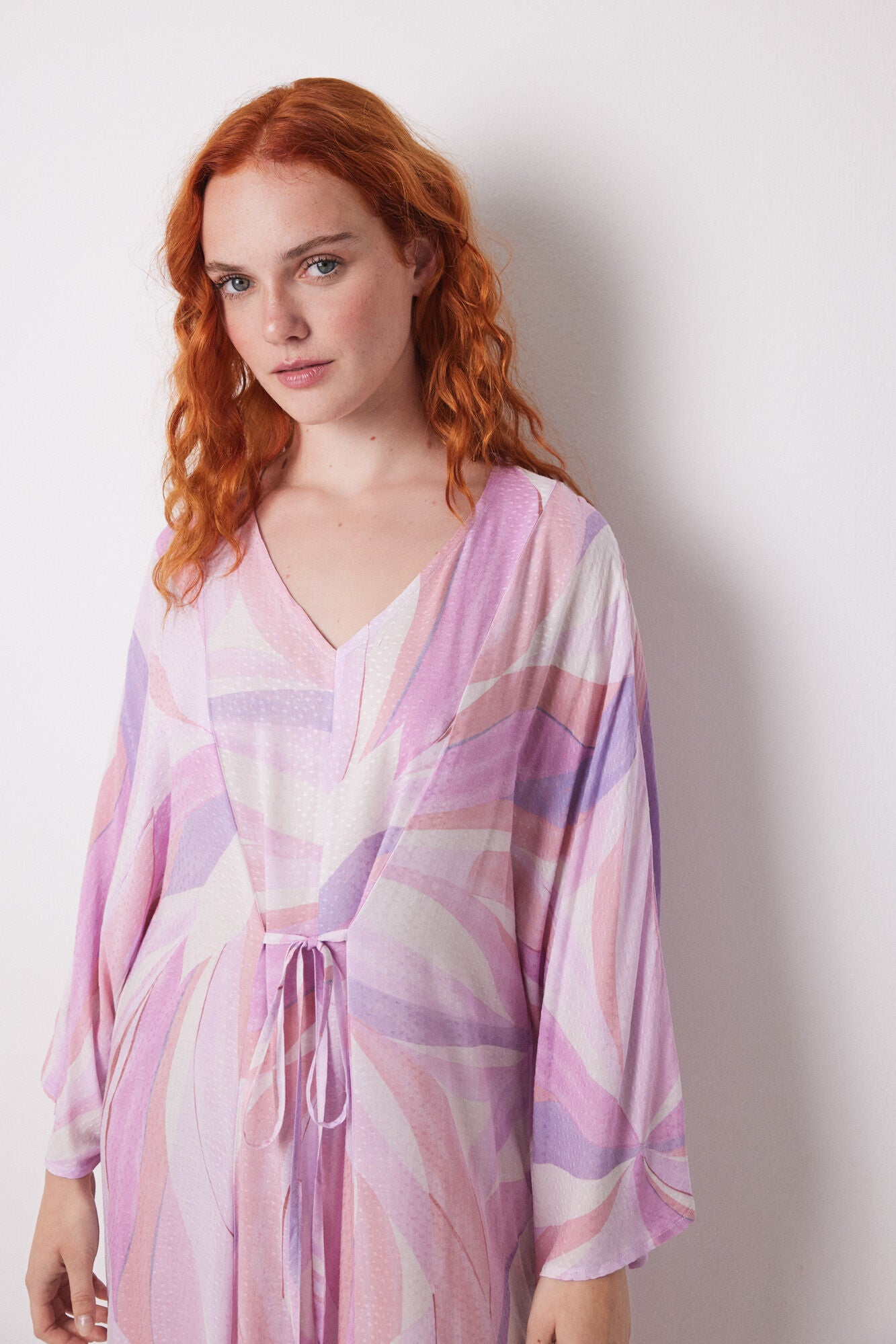 Geometric allover viscose midi dress