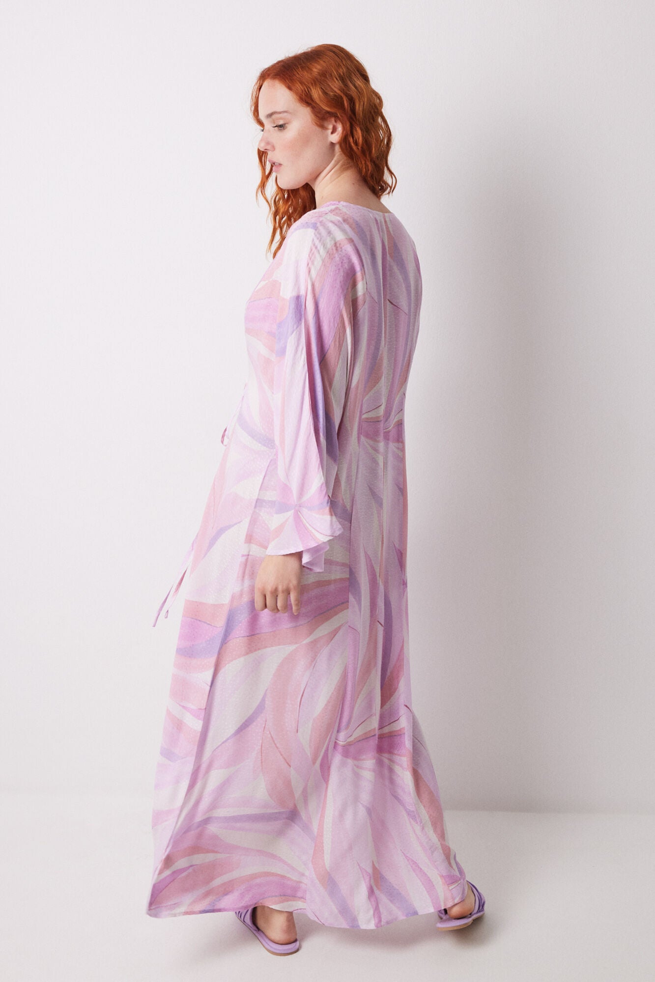 Geometric allover viscose midi dress