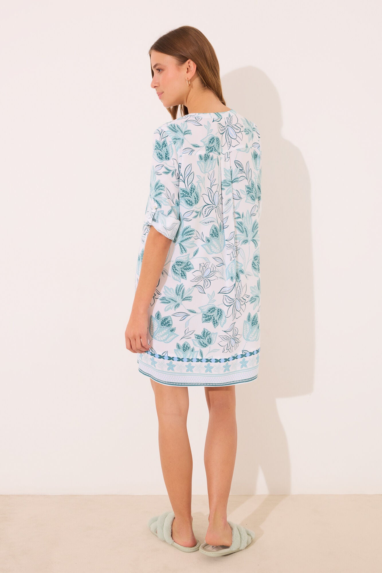 Viscose camisole with green flowers