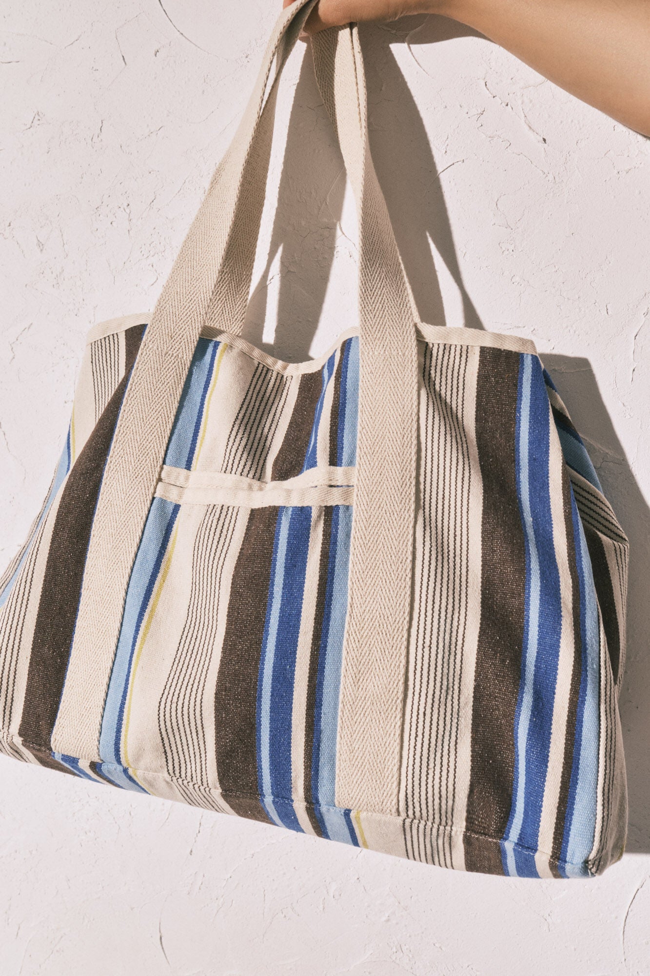 Striped print beach shopper bag