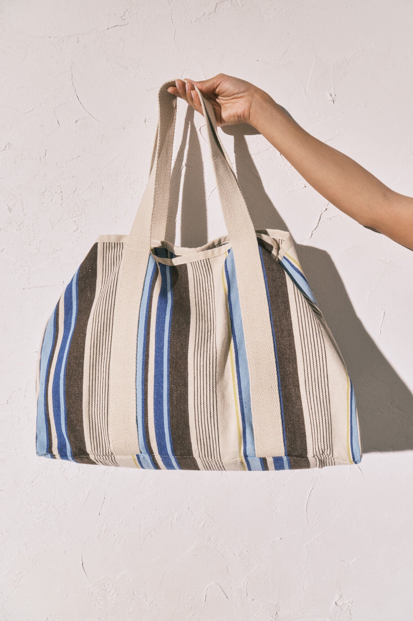 Striped print beach shopper bag