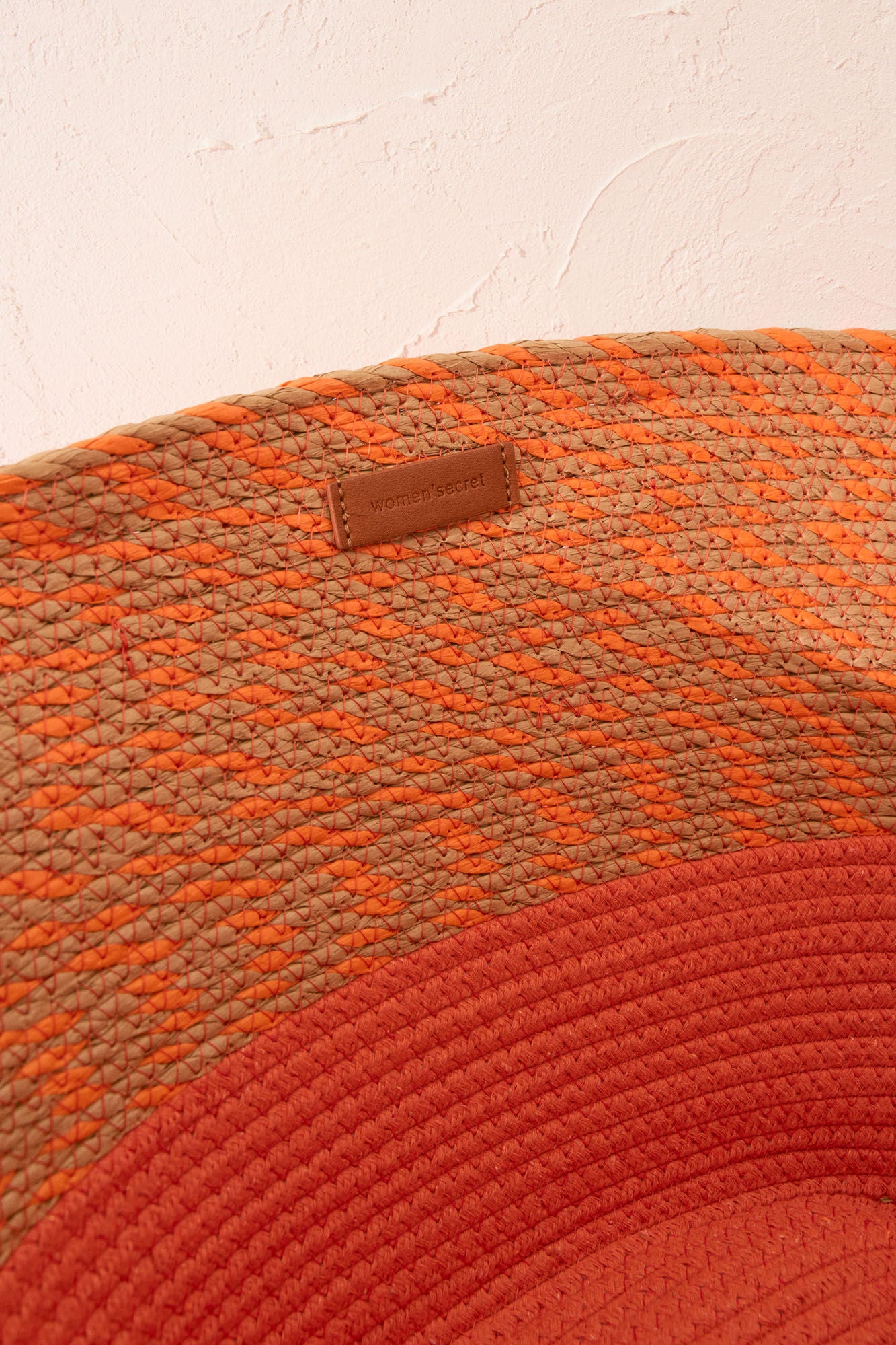 Orange raffia tote bag