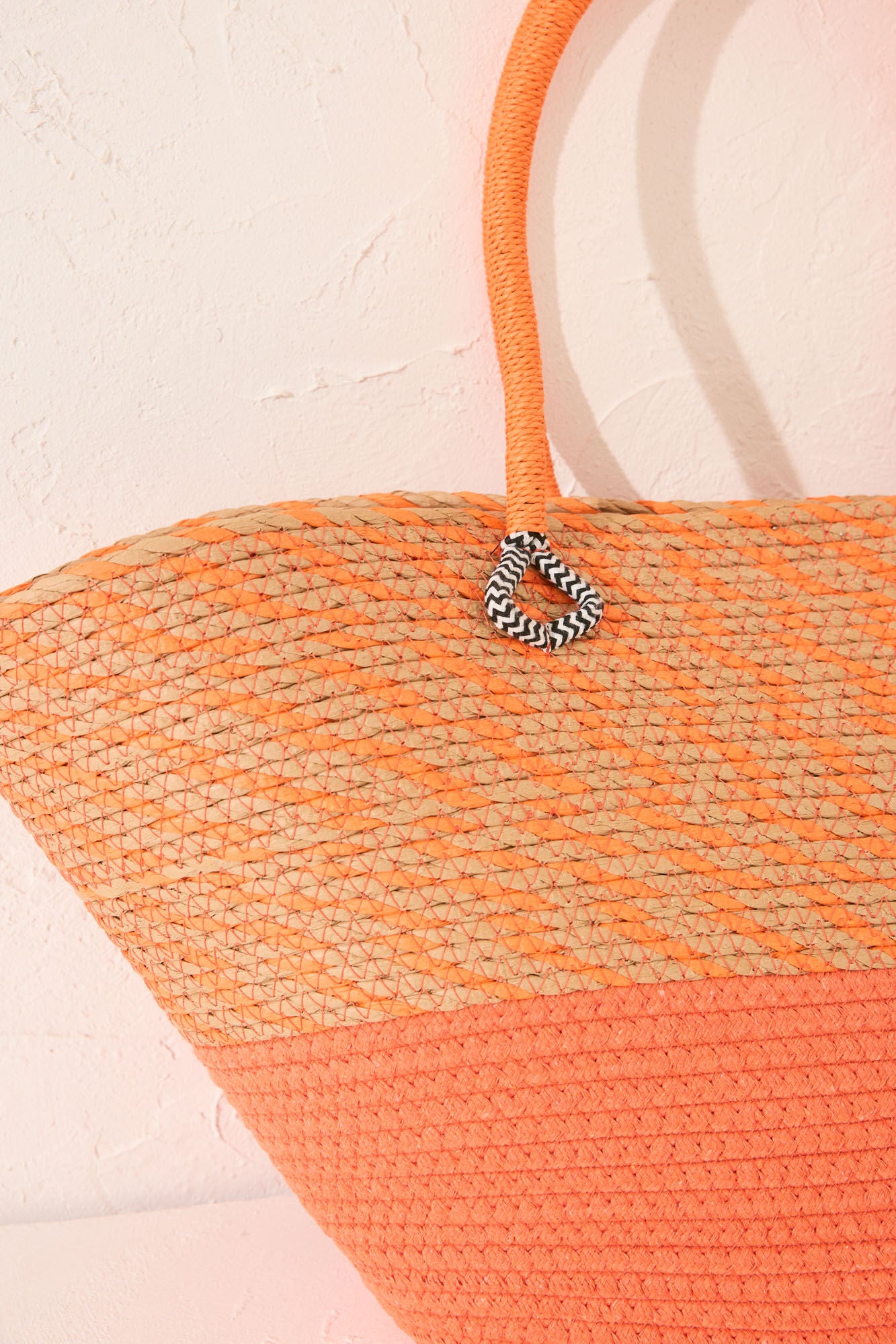 Orange raffia tote bag