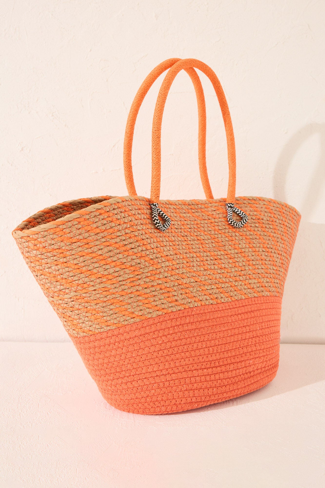Orange raffia tote bag