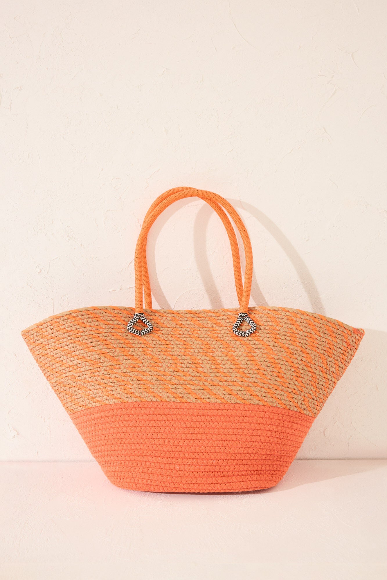 Orange raffia tote bag
