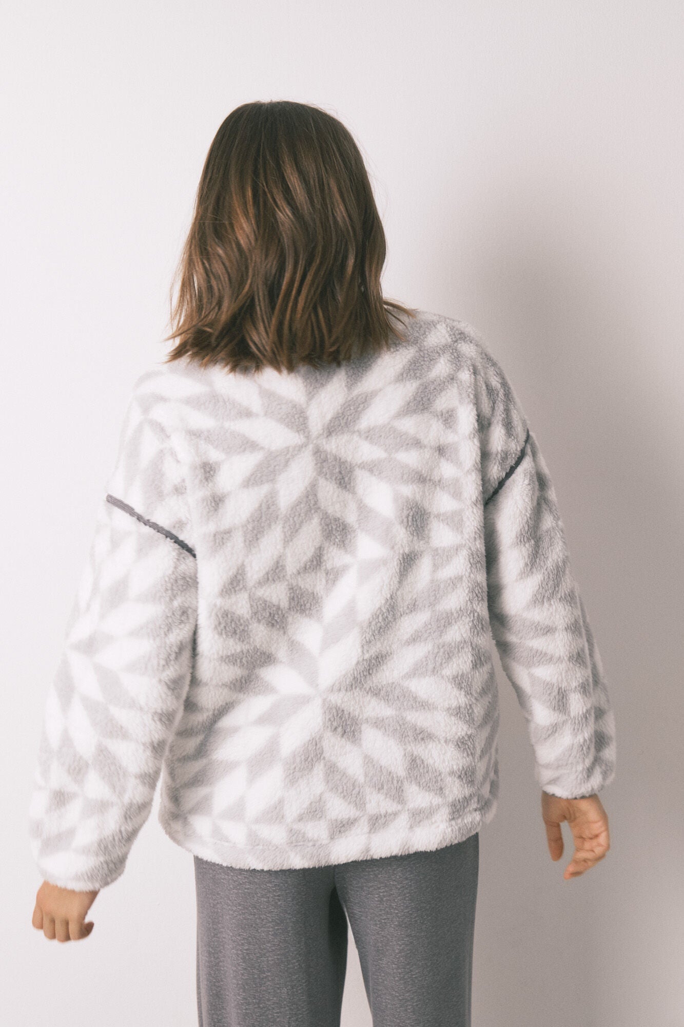 Minnie printed short fur robe