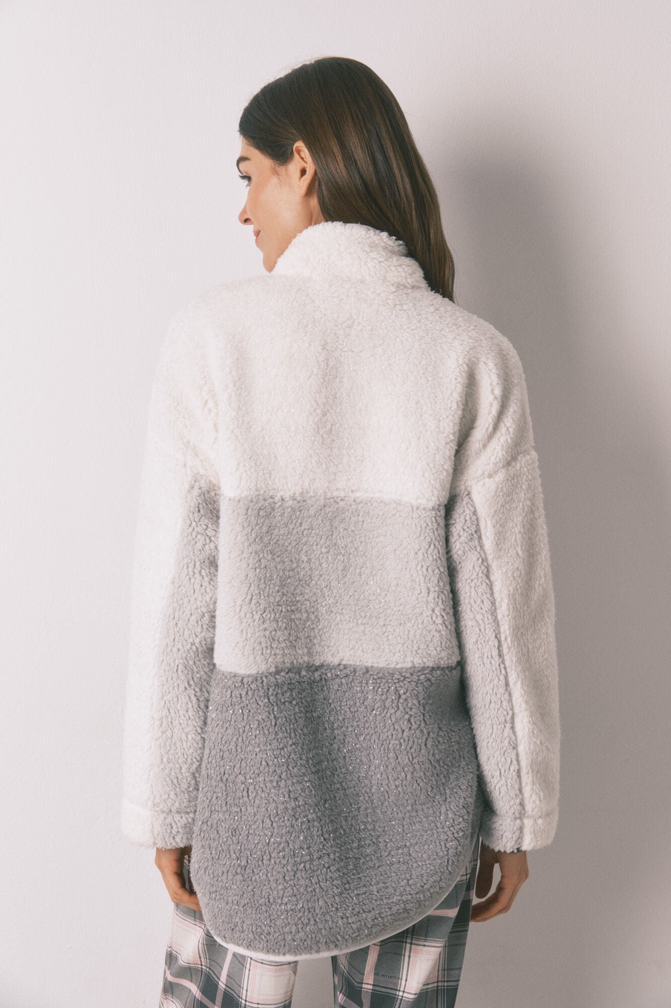 Lurex Stitch shearling fabric midi robe