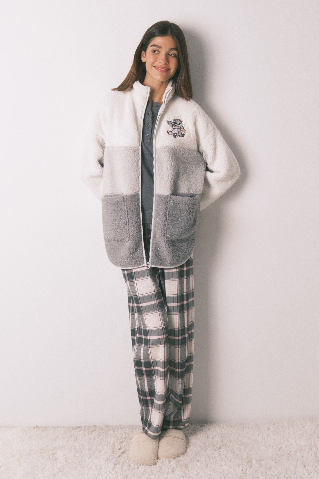 Lurex Stitch shearling fabric midi robe