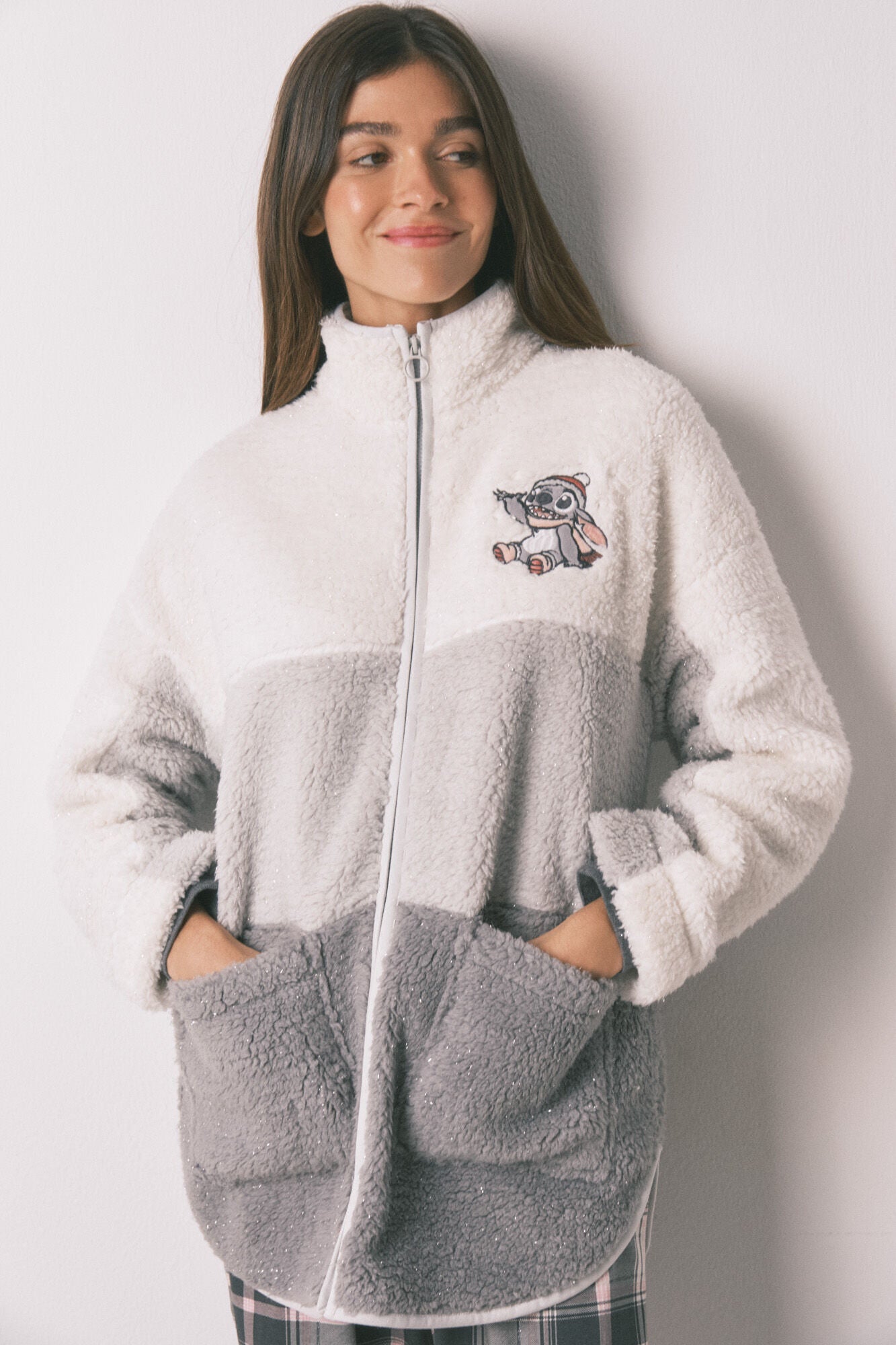 Lurex Stitch shearling fabric midi robe