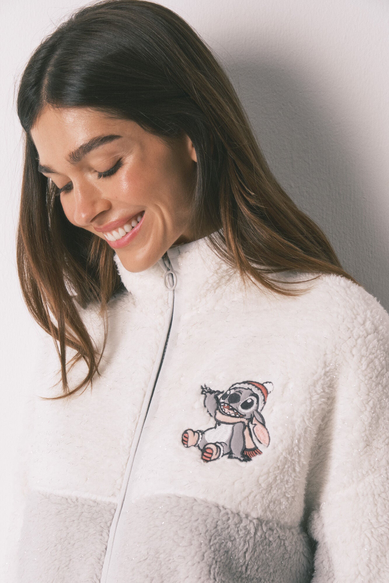 Lurex Stitch shearling fabric midi robe