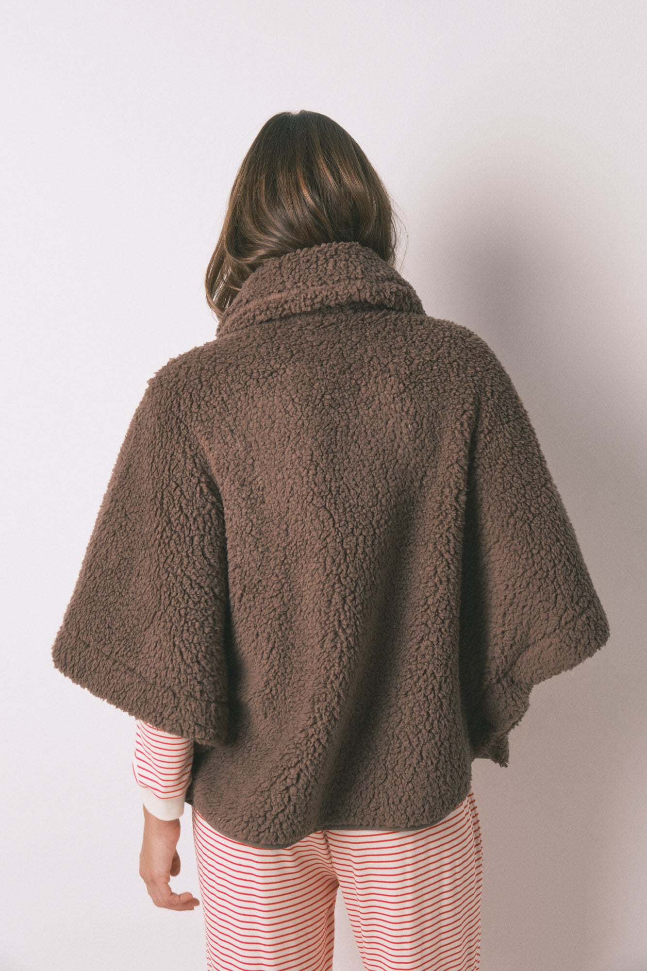 Snoopy Brown Fleece Poncho Short Robe