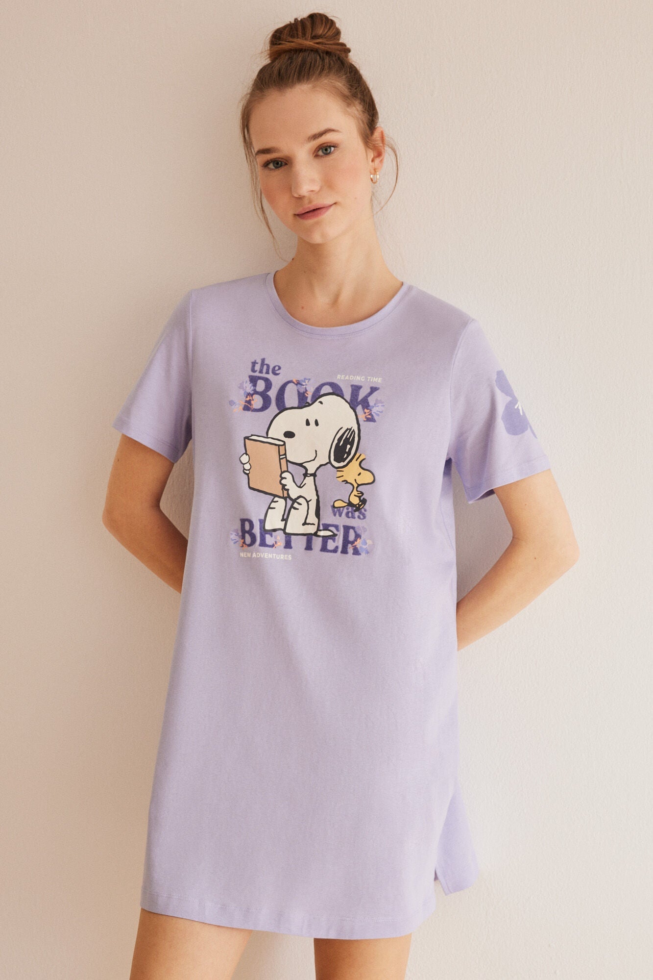 100% lilac cotton nightgown Snoopy
