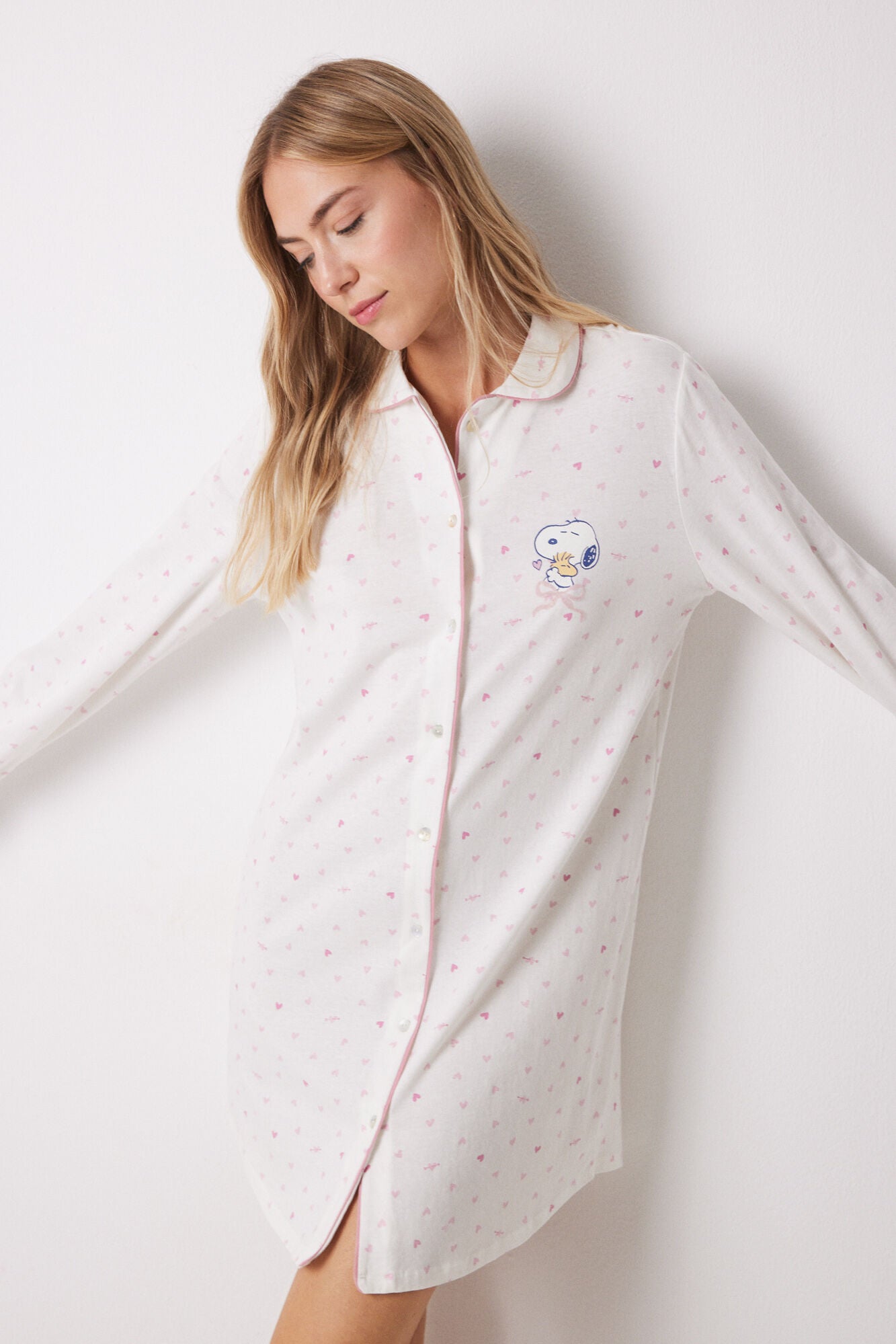 100% cotton nightgown with pink hearts