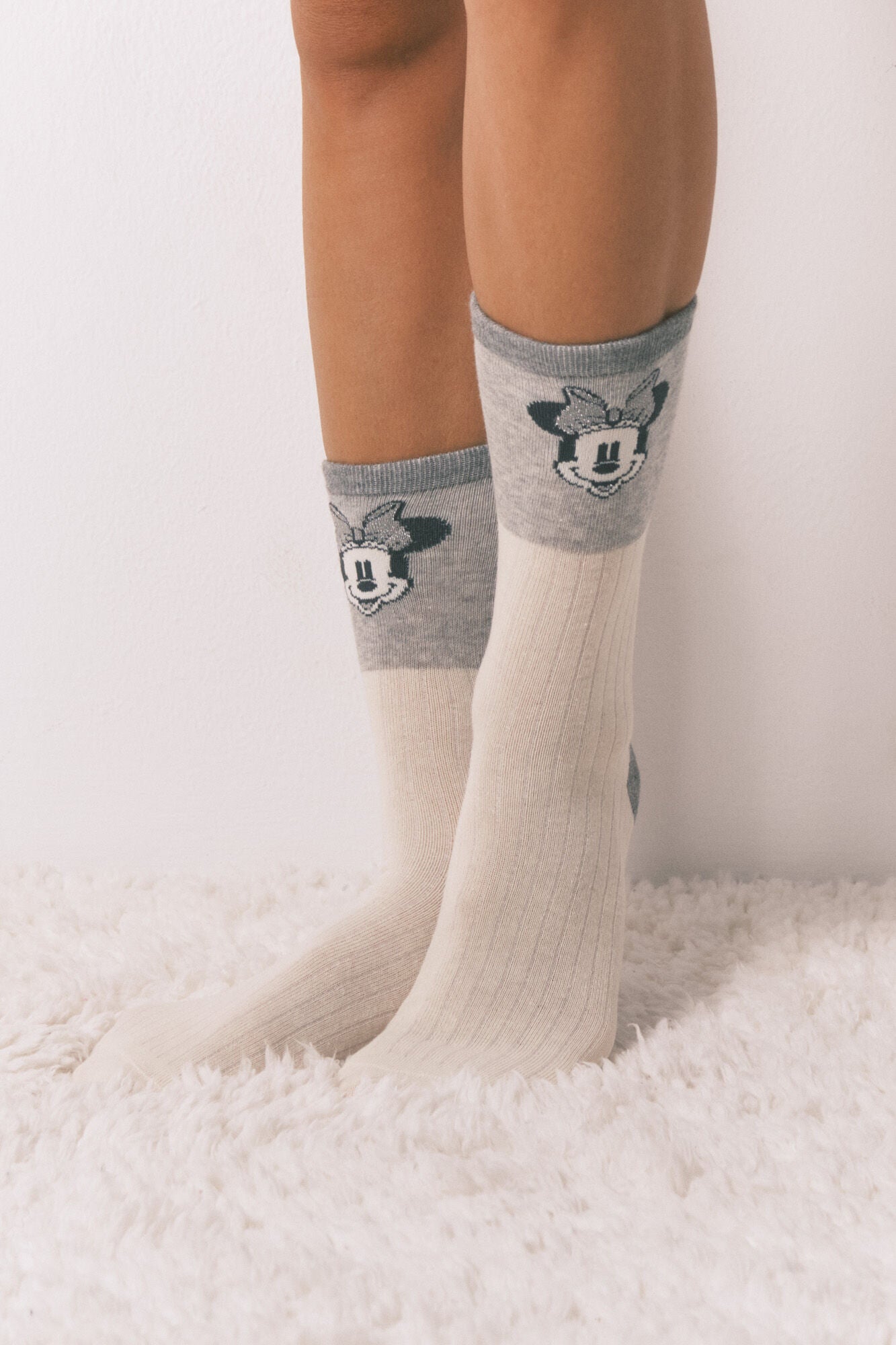 Pack of 6 Minnie and Mickey long cotton socks