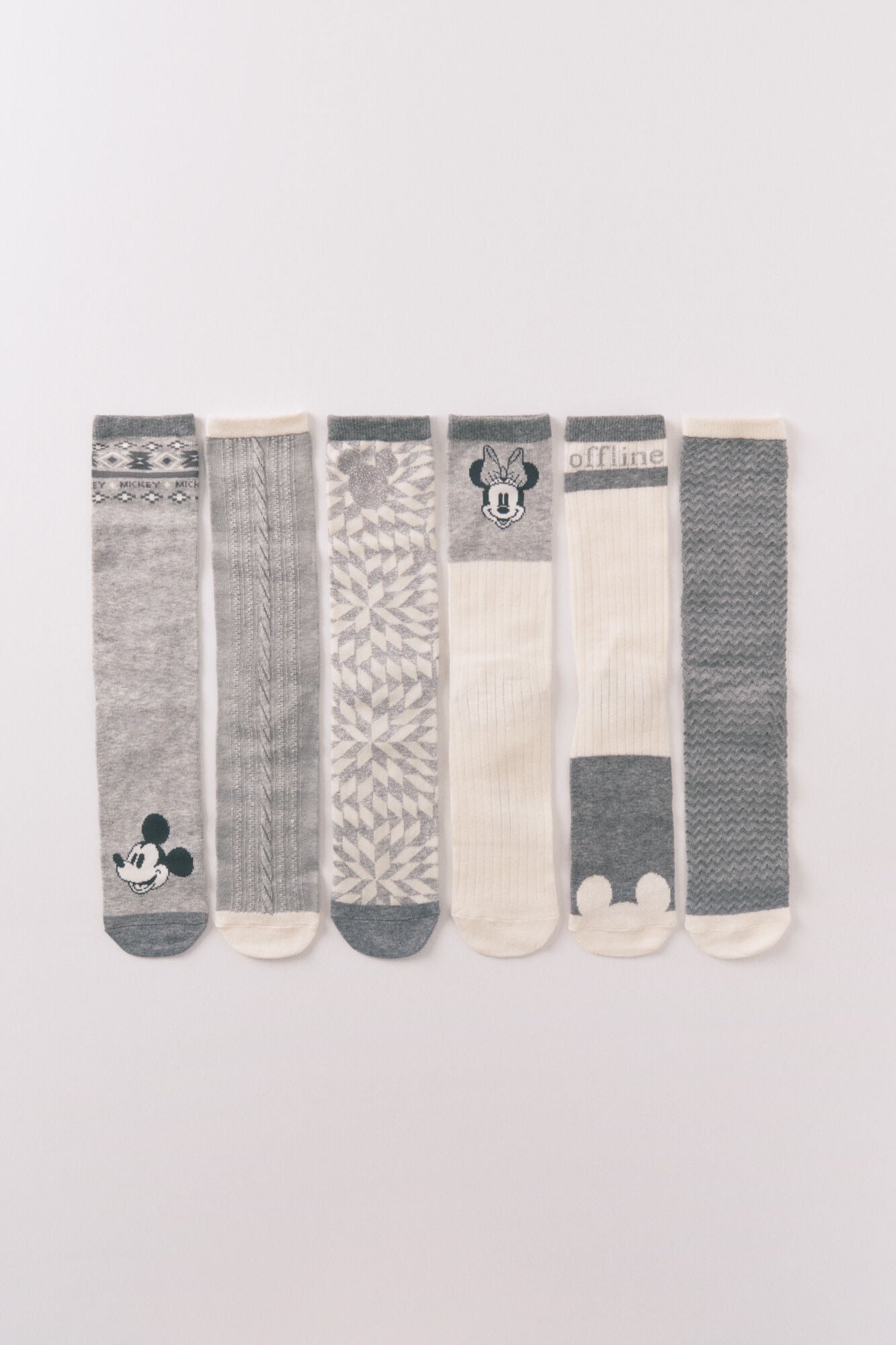 Pack of 6 Minnie and Mickey long cotton socks