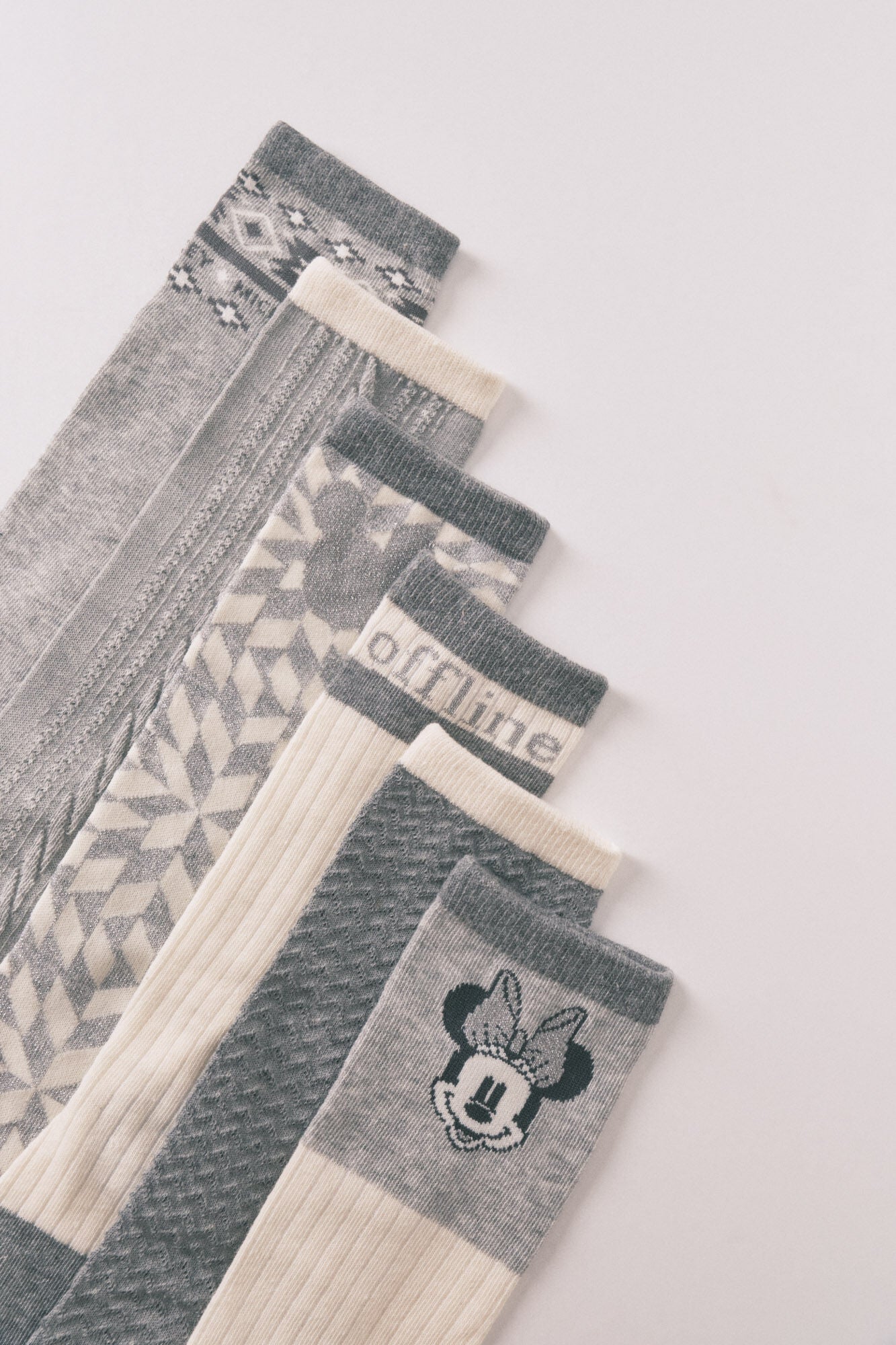 Pack of 6 Minnie and Mickey long cotton socks