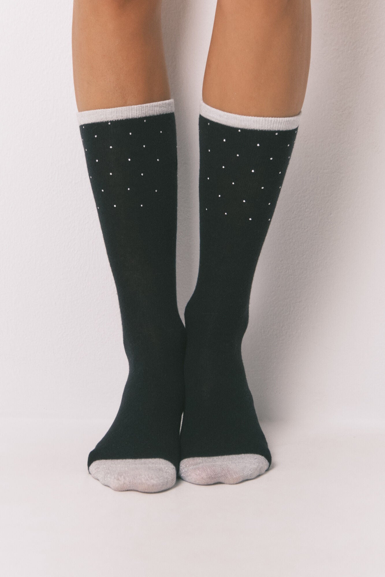 Pack of 3 long cotton socks with glitter mix