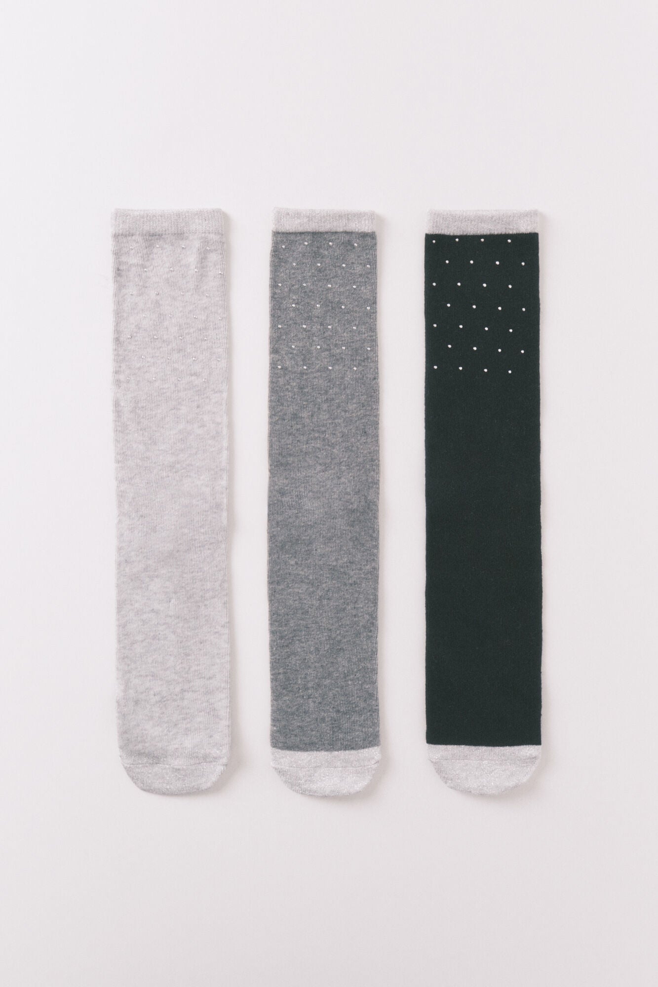 Pack of 3 long cotton socks with glitter mix