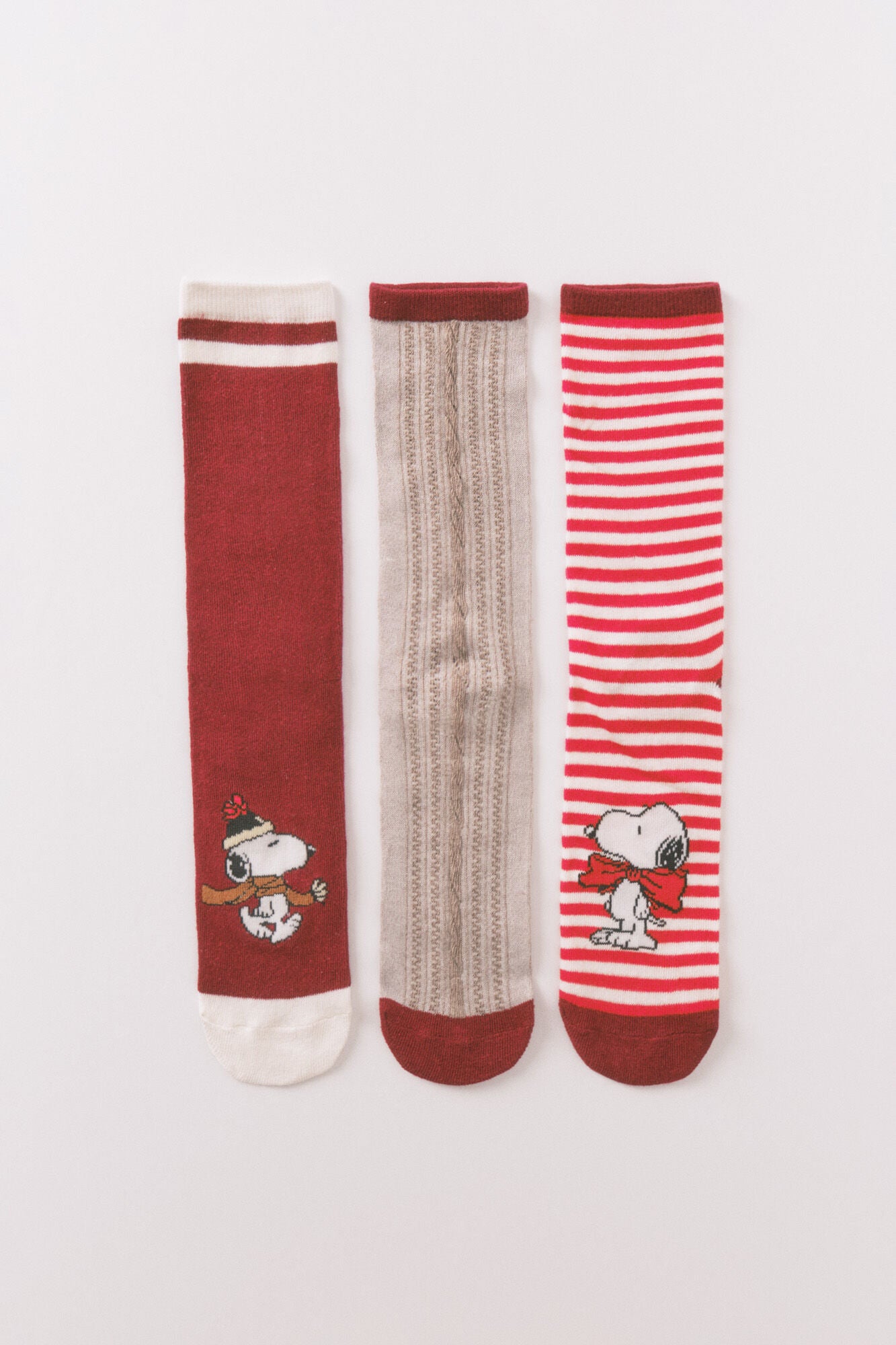 Pack of 3 long red Snoopy cotton socks