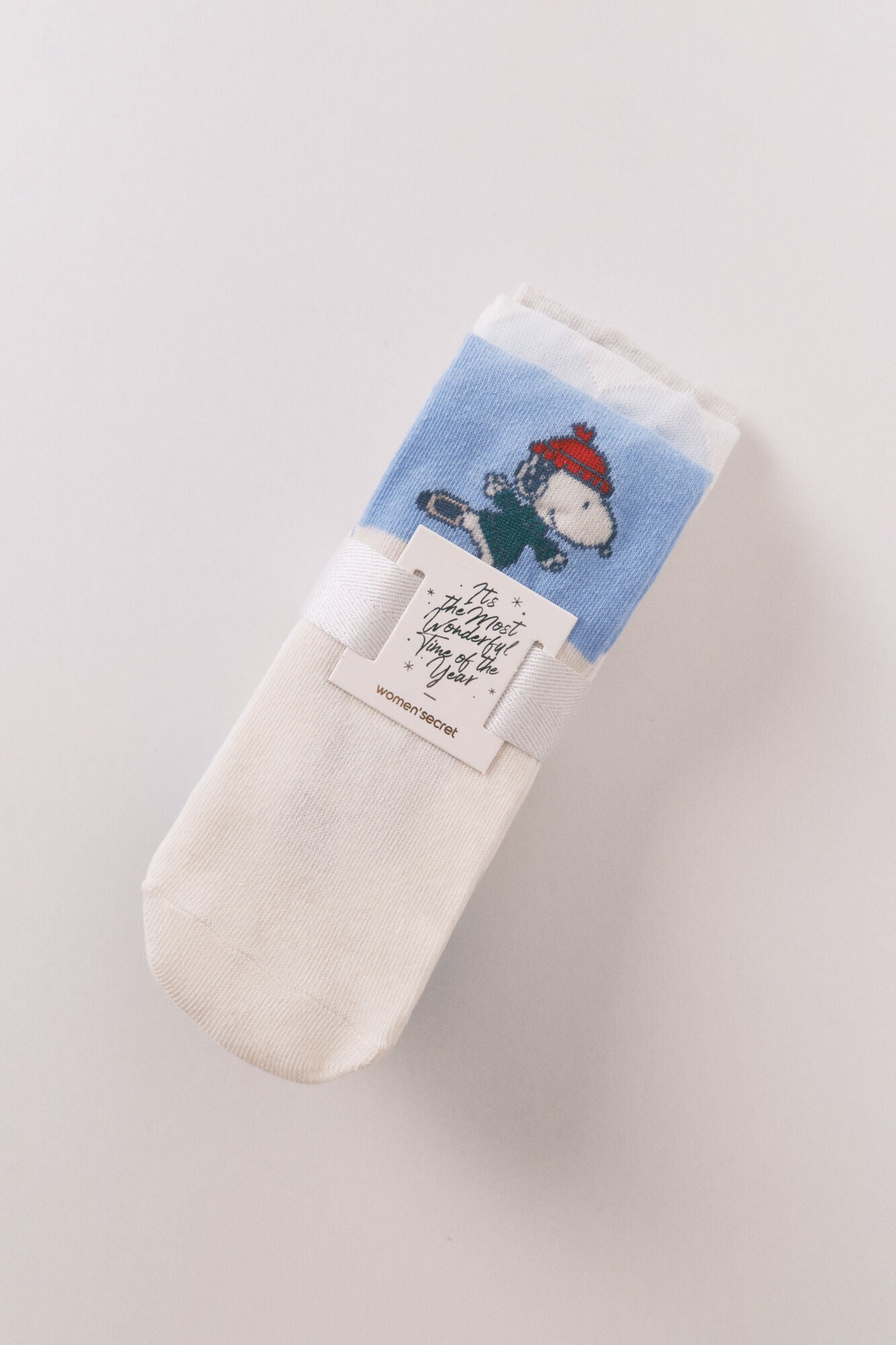 Pack of 3 long cotton socks with Snoopy in blue
