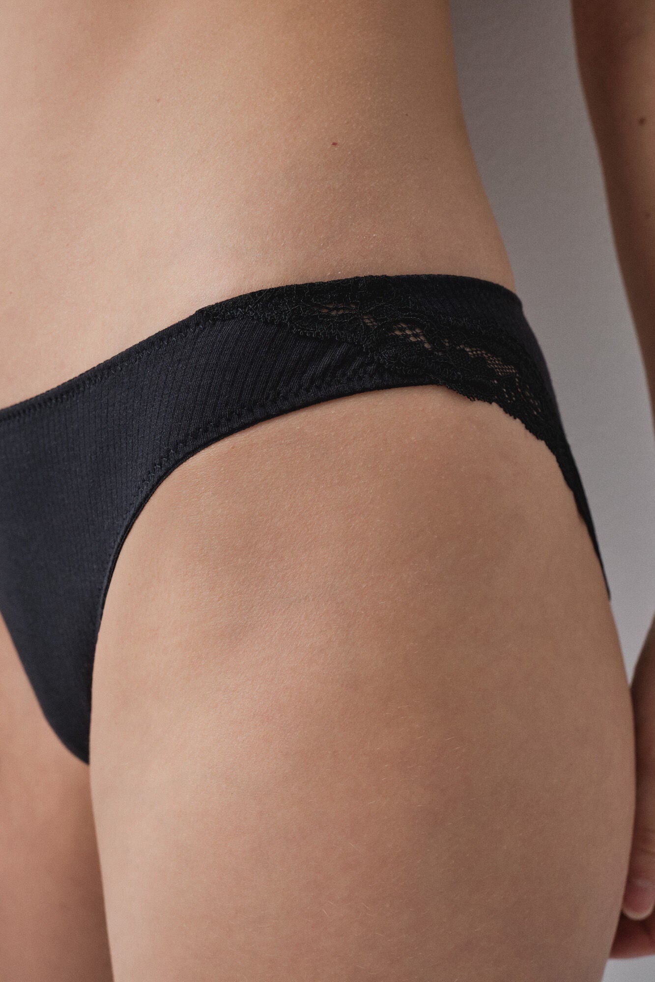 Black ribbed cotton classic panty