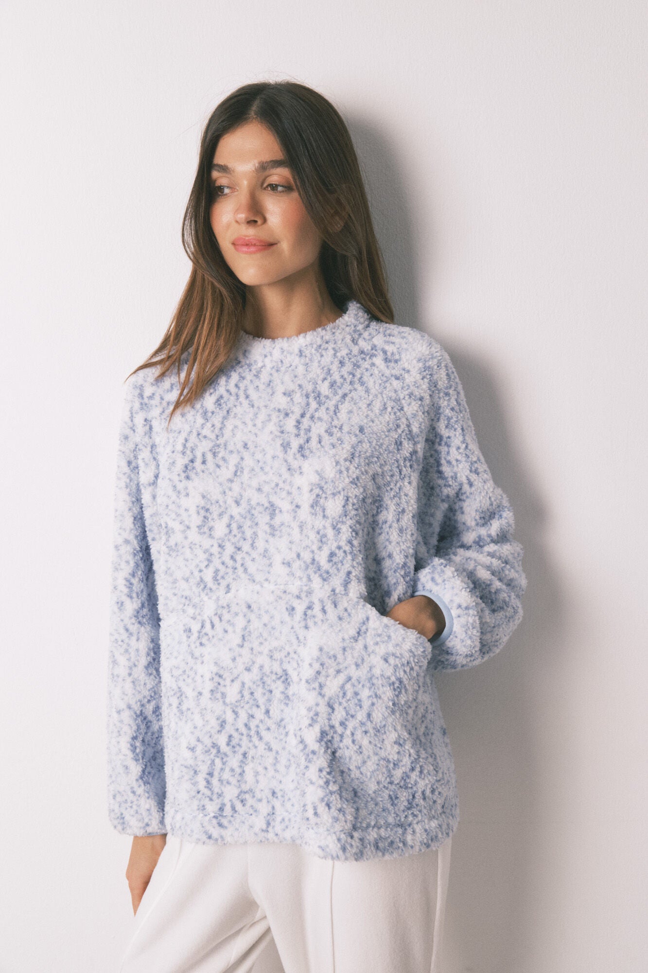 Long blue fleece pajamas