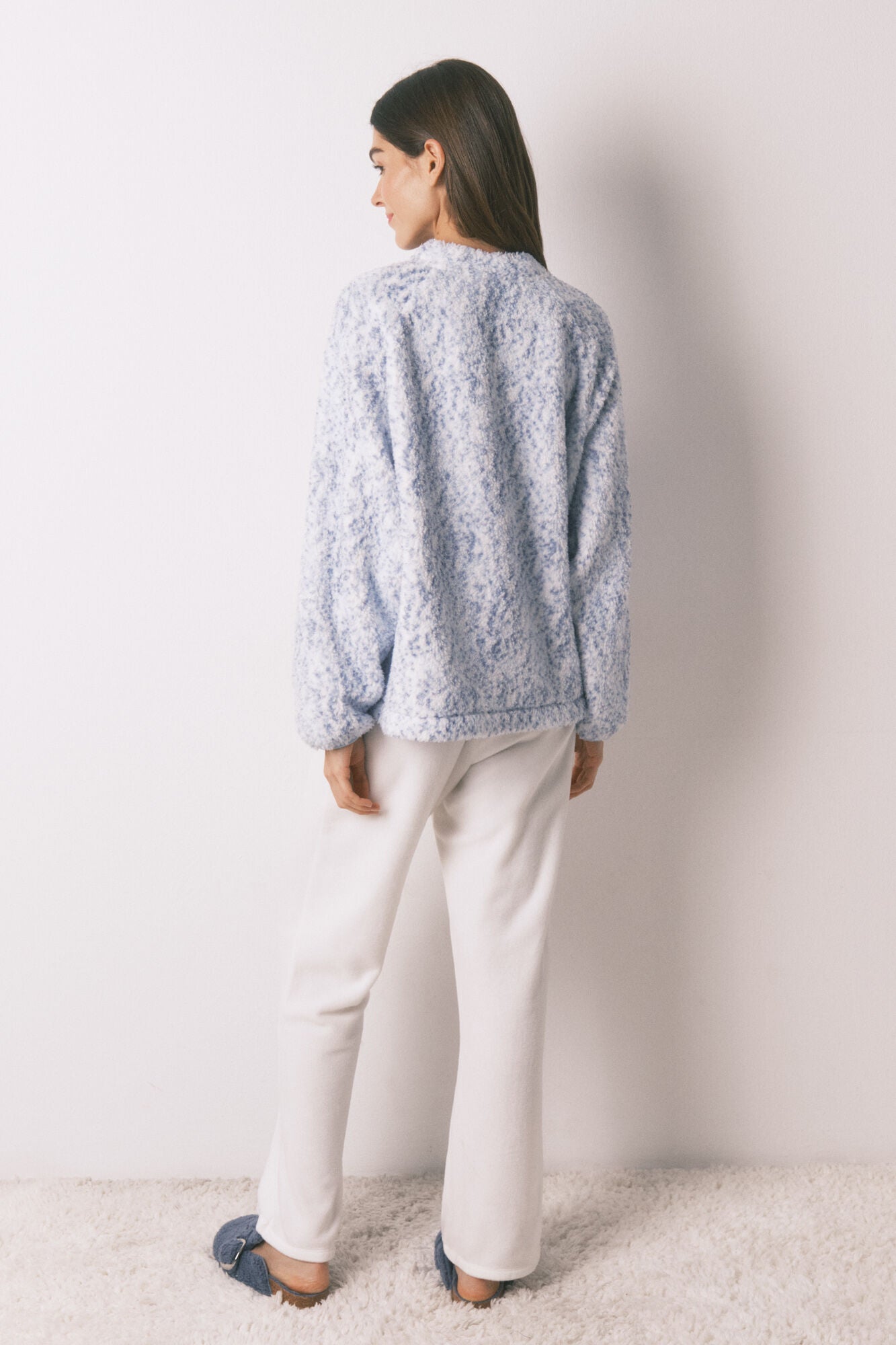 Long blue fleece pajamas