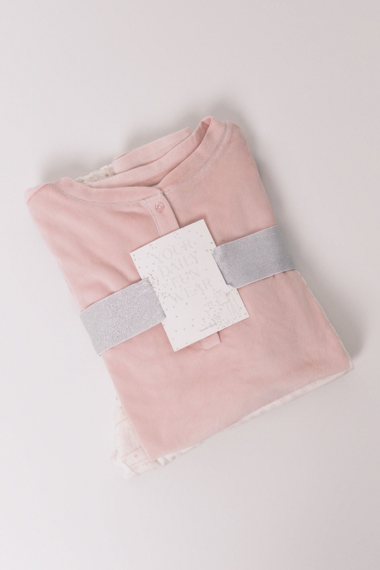Soft fleece long pyjamas with pink border print