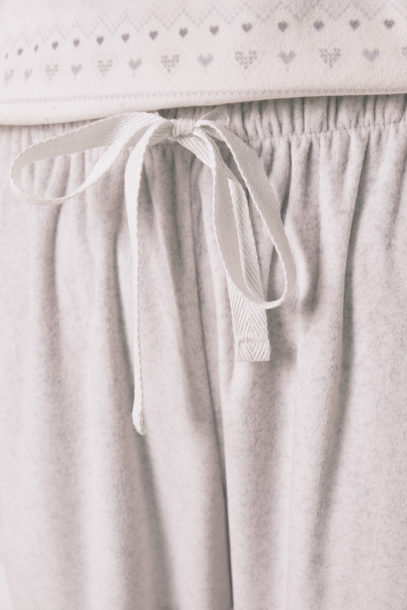 Soft grey fleece long pyjamas with border print