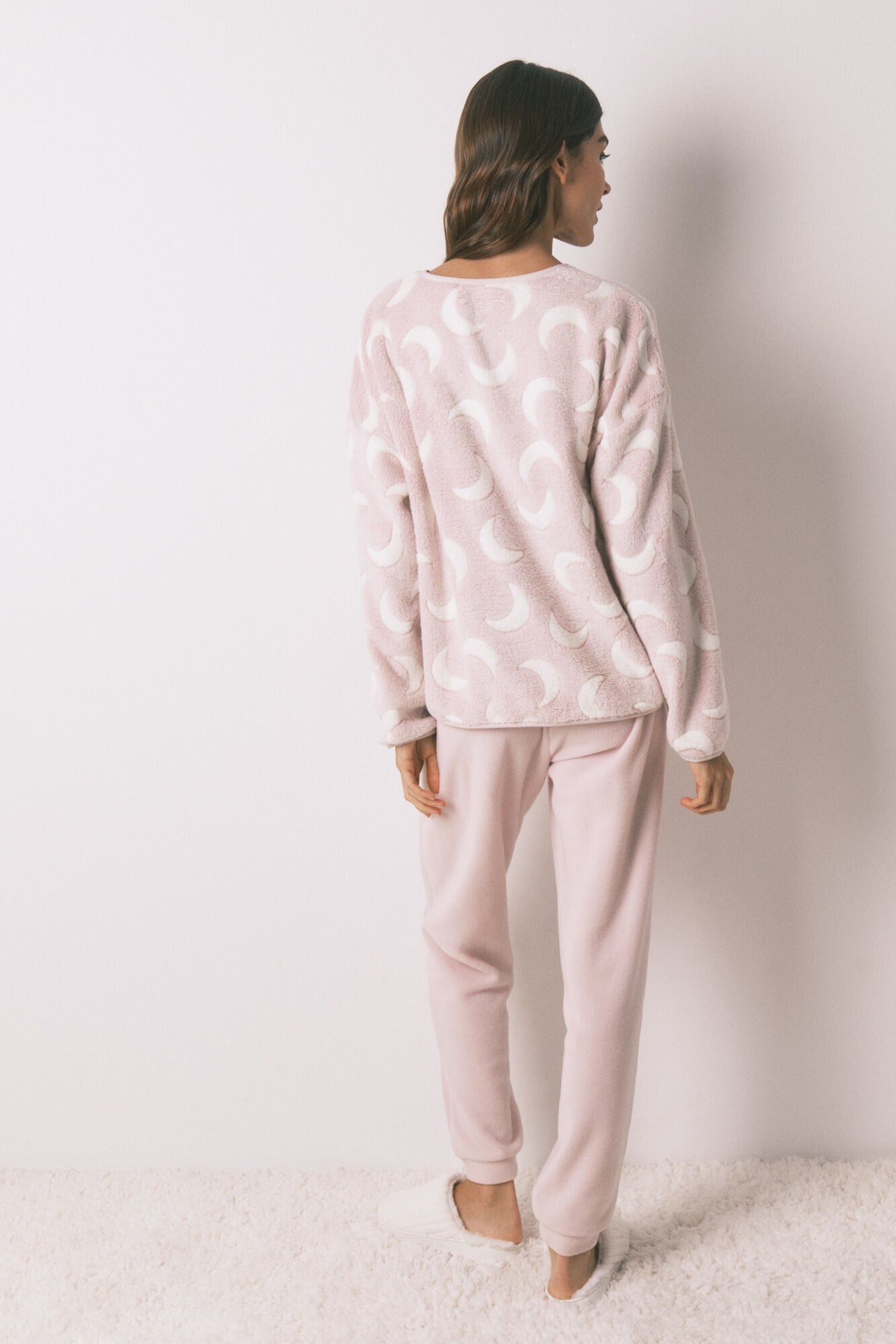 Long fleece mousse moon pajamas