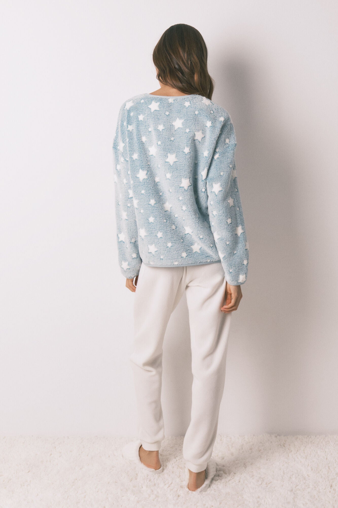 Long fleece mousse star pajamas