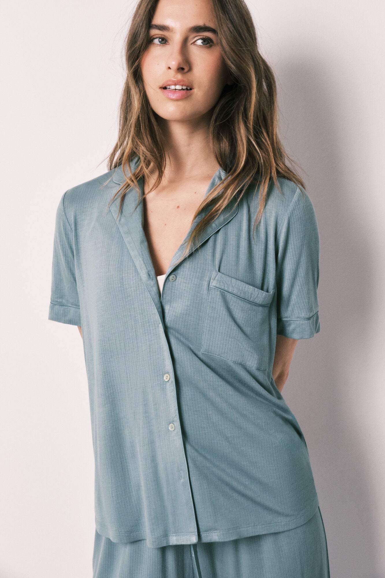 Capri Soft Touch Blue Shirt Pyjamas