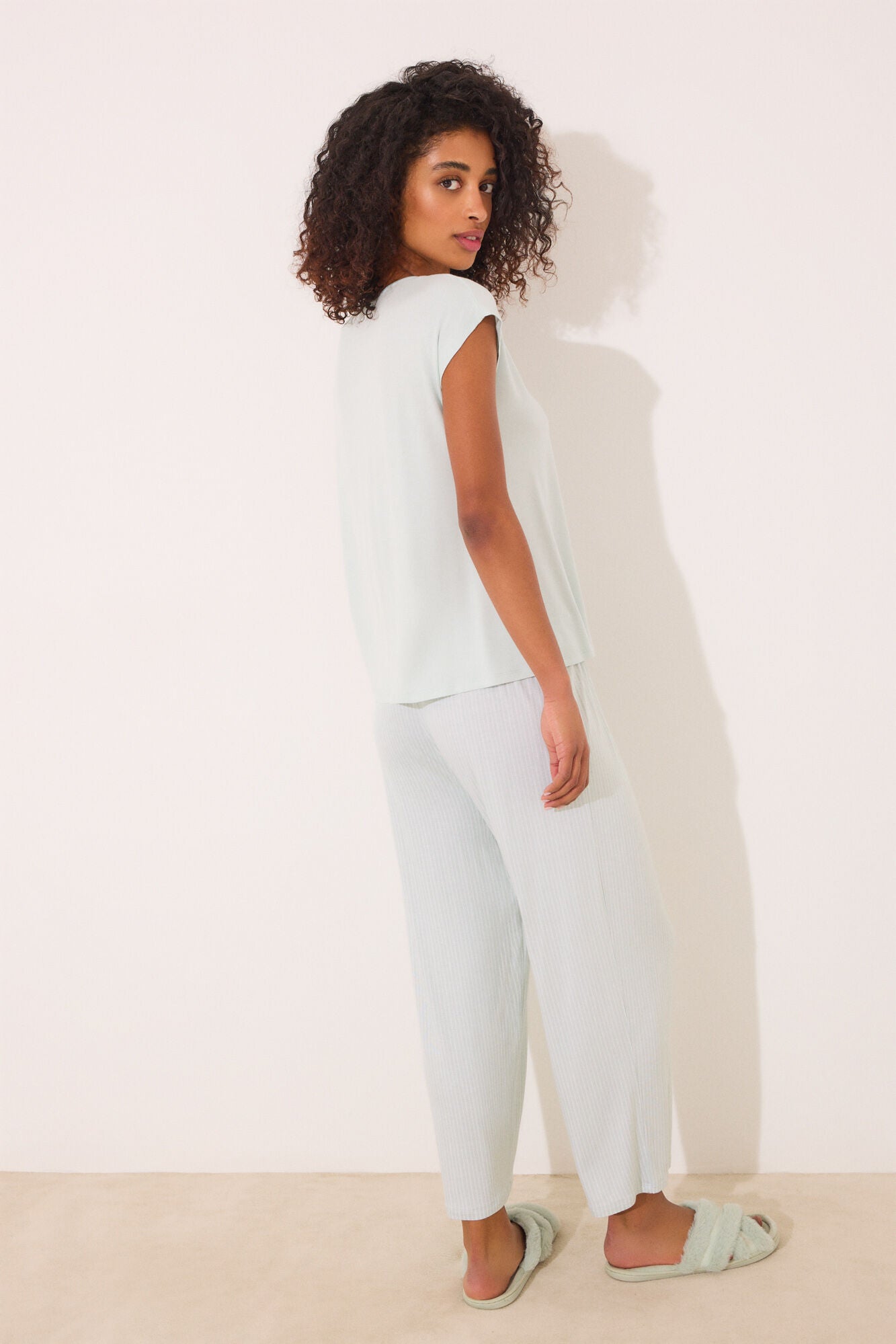 Striped striped viscose Capri pyjamas